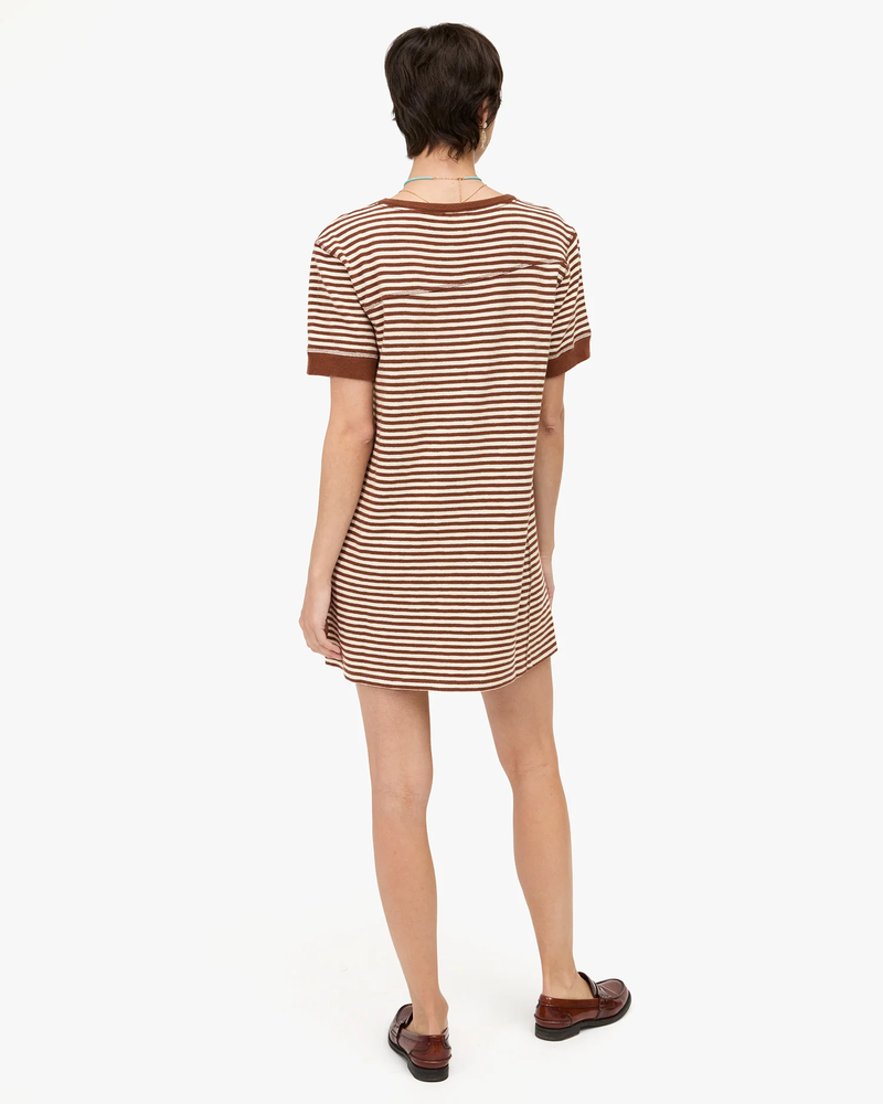 Clare V. Striped Le Bateau Dress in Cream/Chestnut