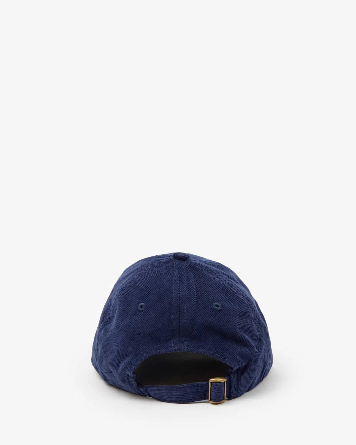 Clare V. Navy Corduroy Baseball Hat with Bright Poppy Embroidered Lips