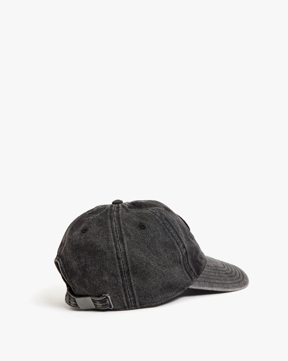 Clare V. Denim Baseball Hat in Faded Black w/ Cream Oui Patch