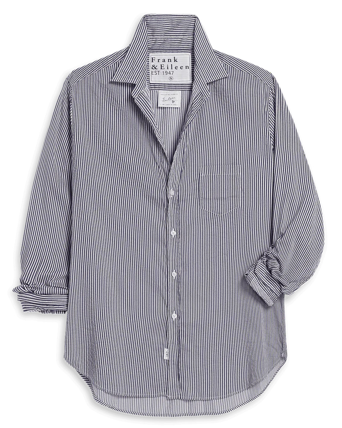 Frank & Eileen Eileen Relaxed Button-Button Up Shirt In Blue/White/Silver Stripe