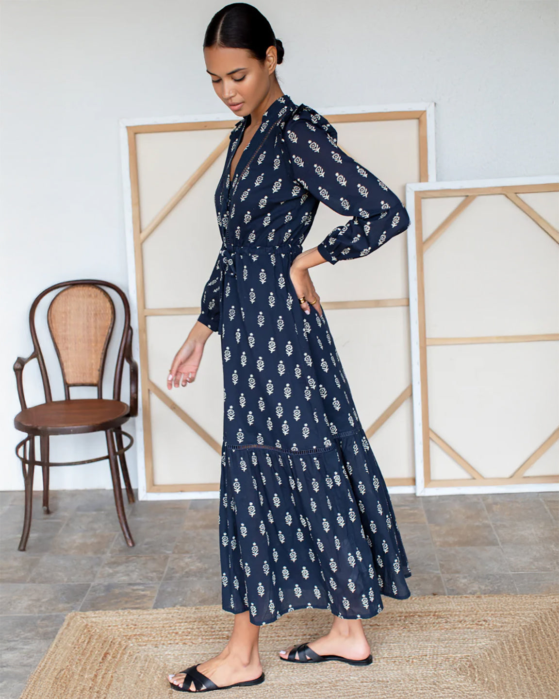 Emerson Fry Frances 4 V Neck Dress in Marguerite 2 Organic