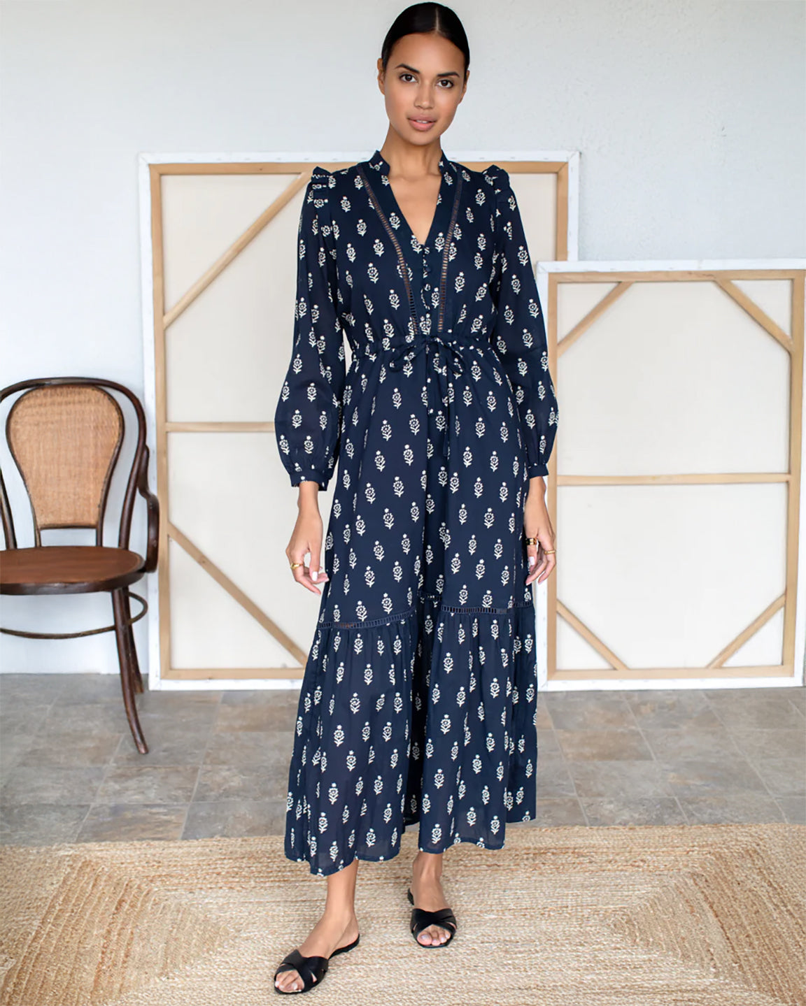 Emerson Fry Frances 4 V Neck Dress in Marguerite 2 Organic