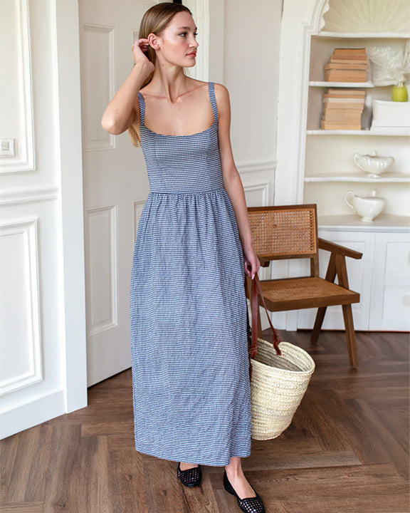 Emerson Fry Jour Maxi Dress in Navy Gingham