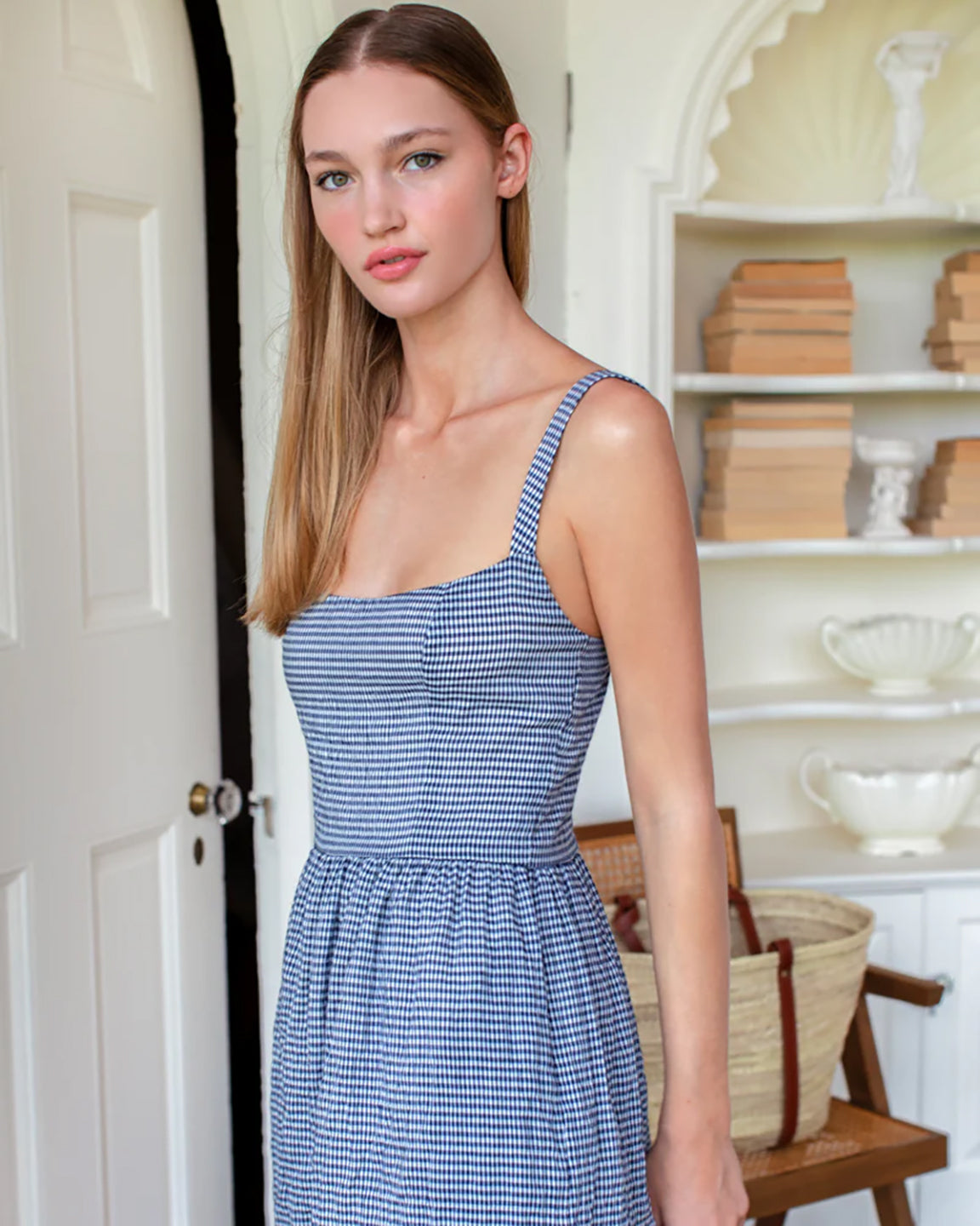 Emerson Fry Jour Maxi Dress in Navy Gingham