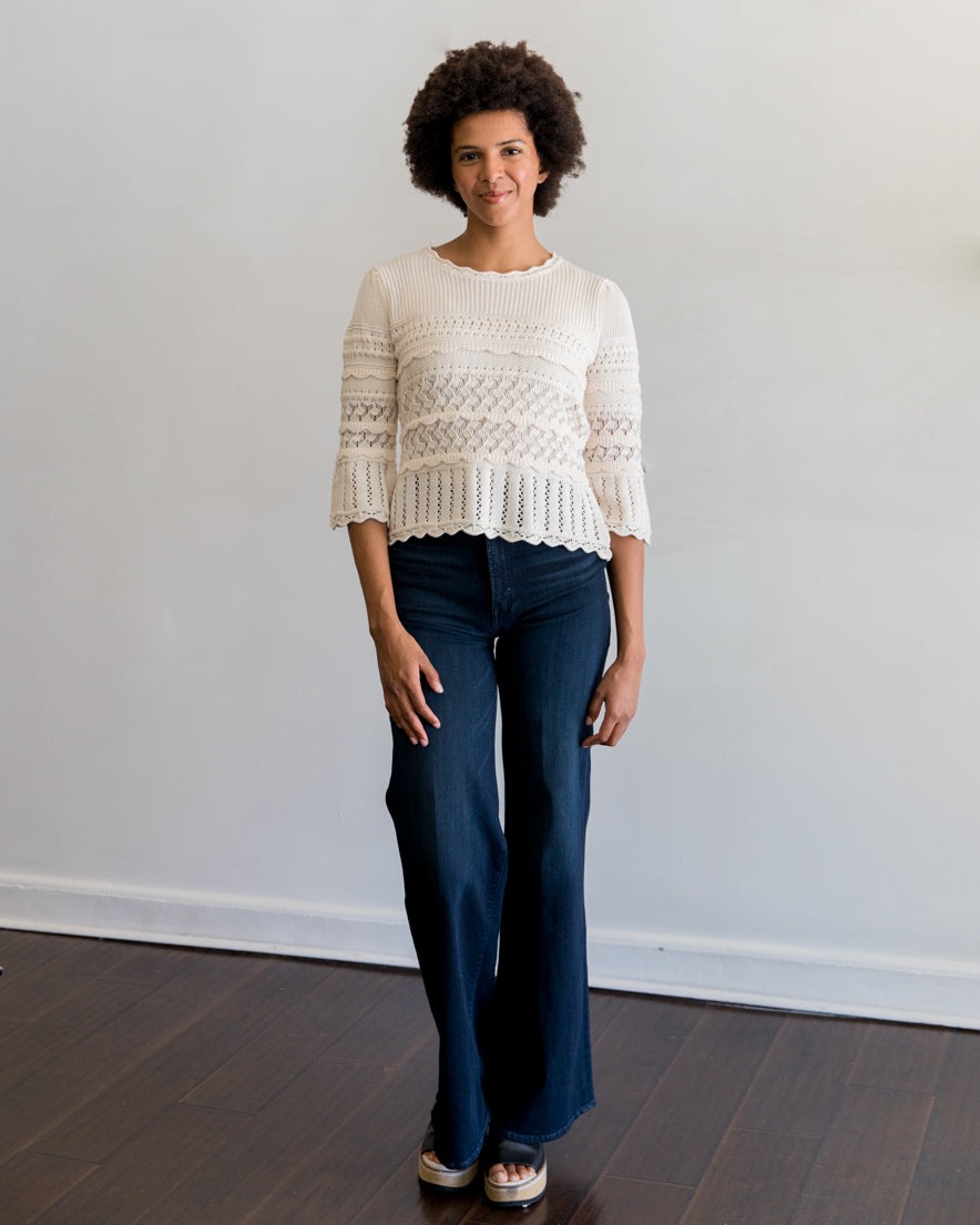 John & Jenn Silver Sweater in Alabaster