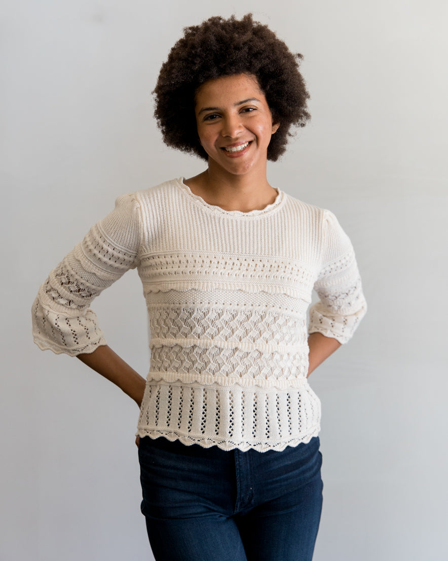 John & Jenn Silver Sweater in Alabaster