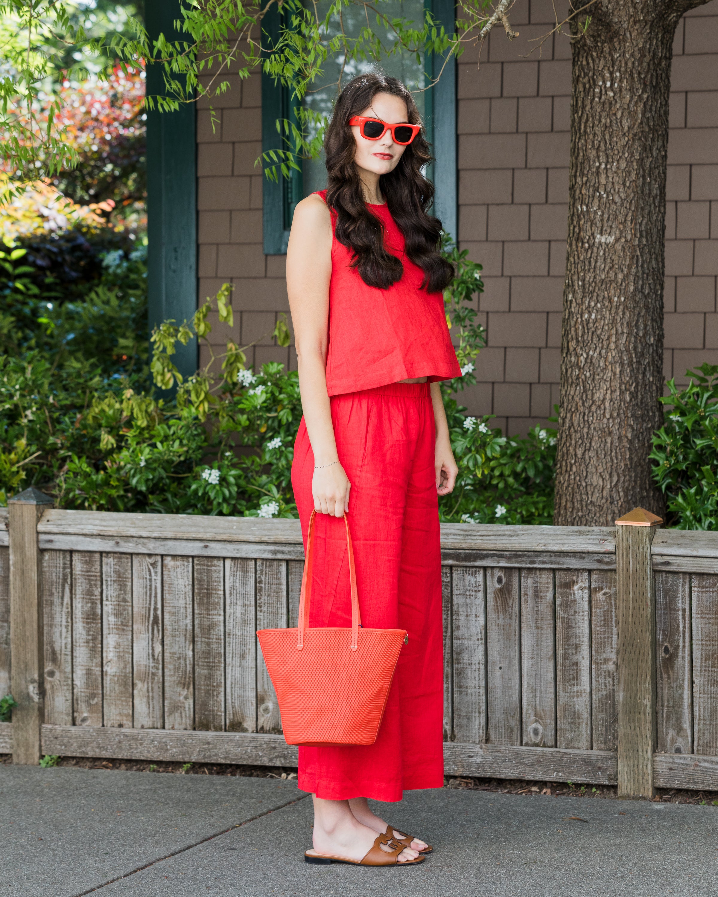 Clare V. Diamond Perforated Choupette in Bright Poppy