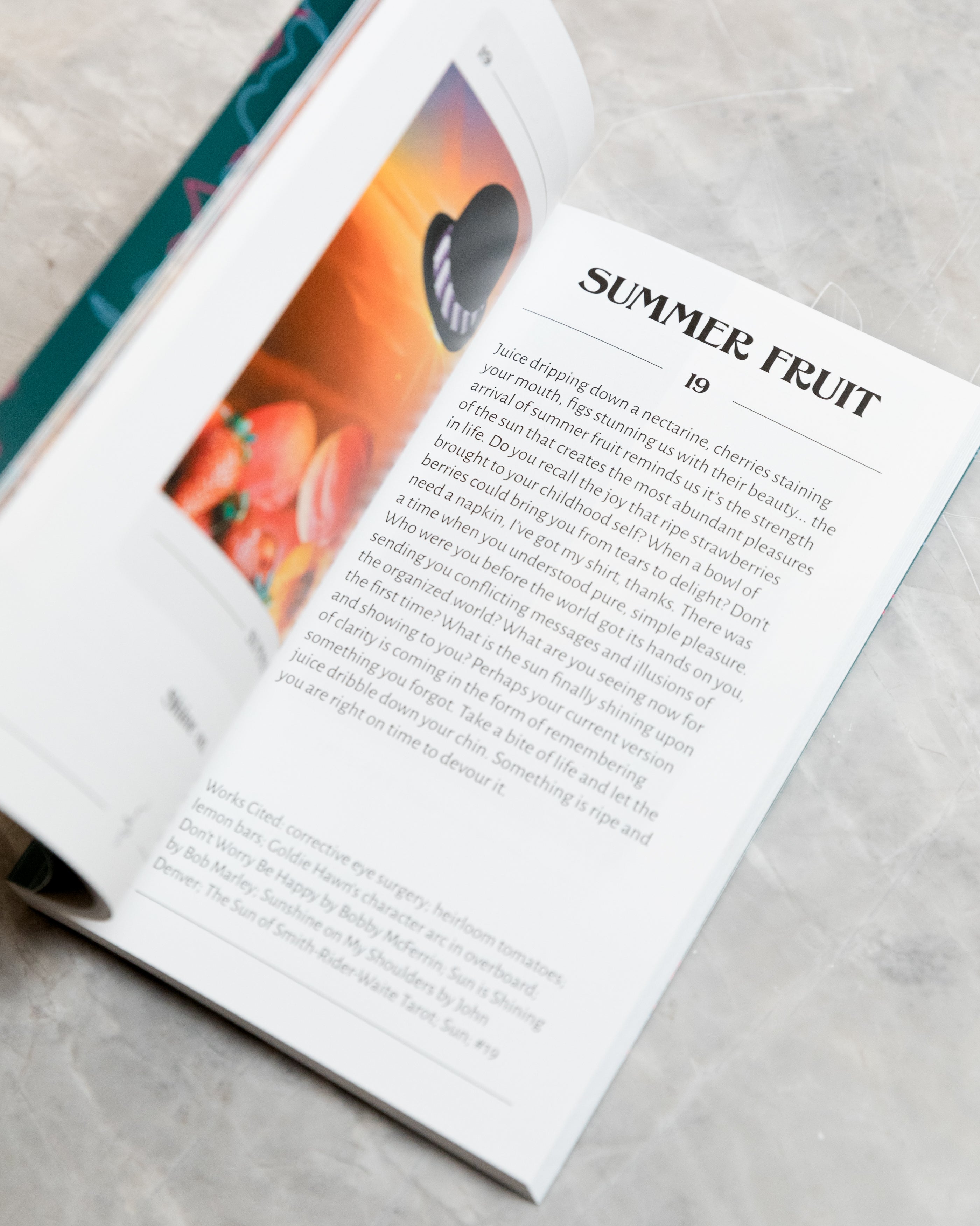 inside the book that says summer fruit 