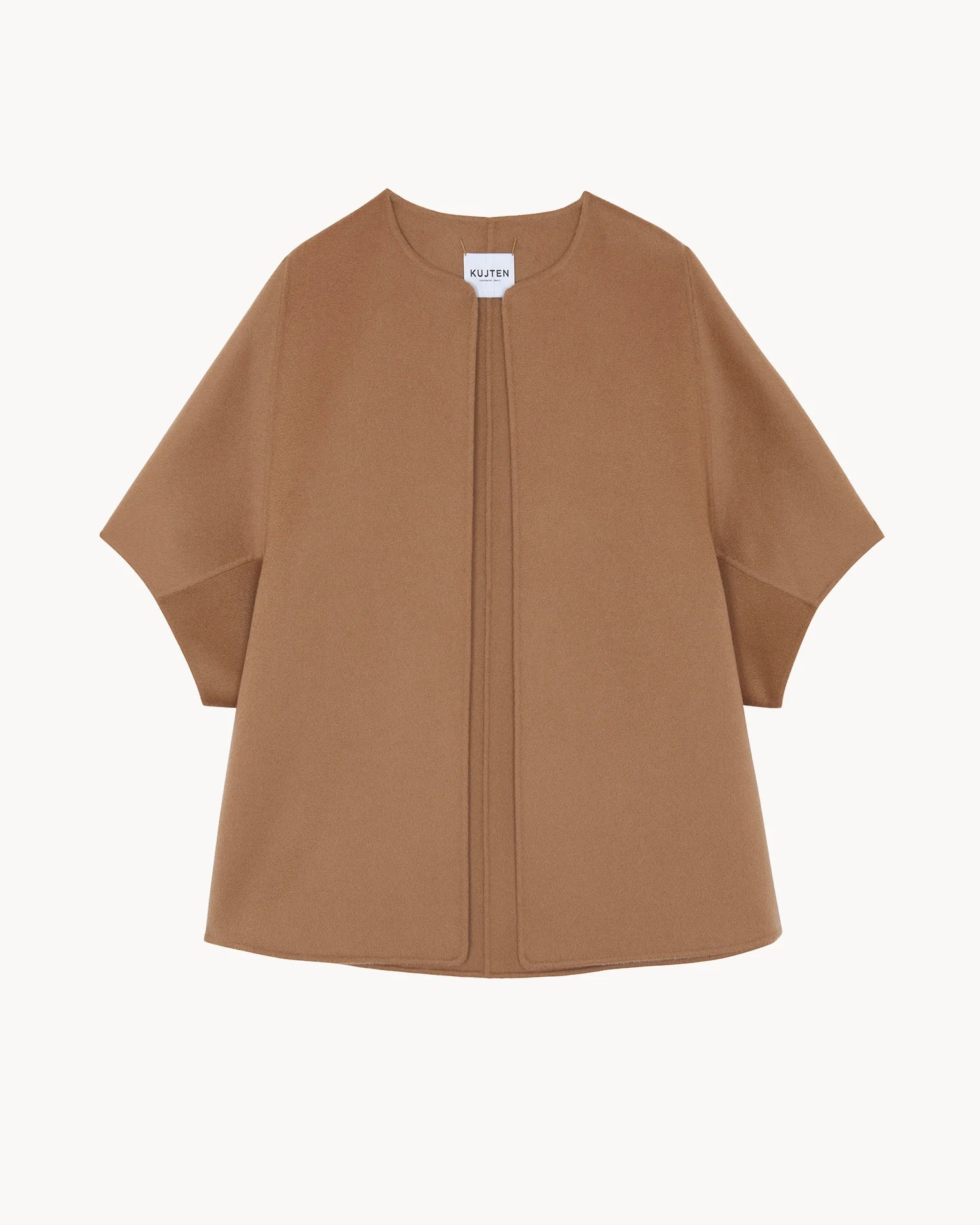 Brown poncho-style coat on a white background