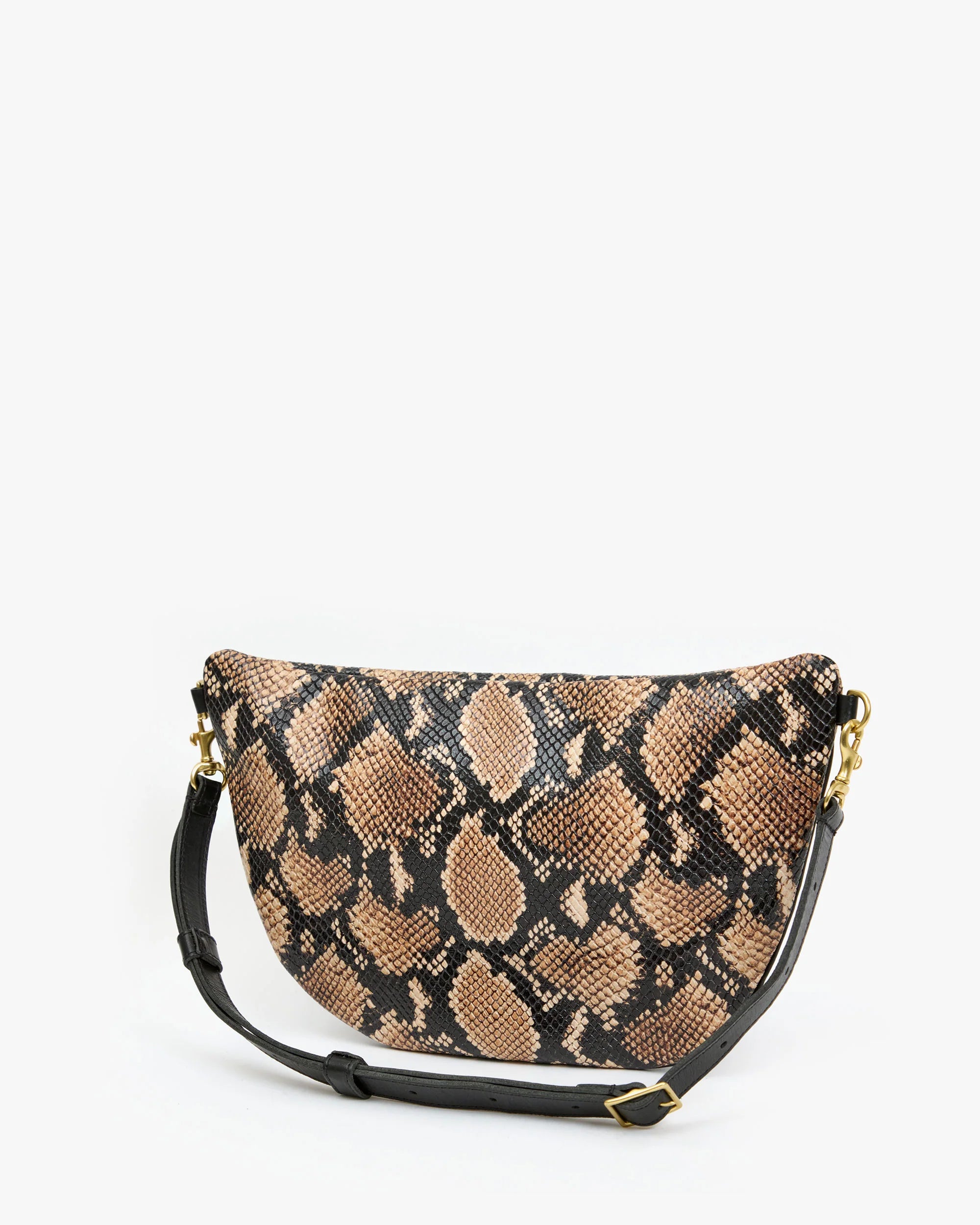 Clare V. Grande Fanny in Desert Snake w/ Piping & Studs