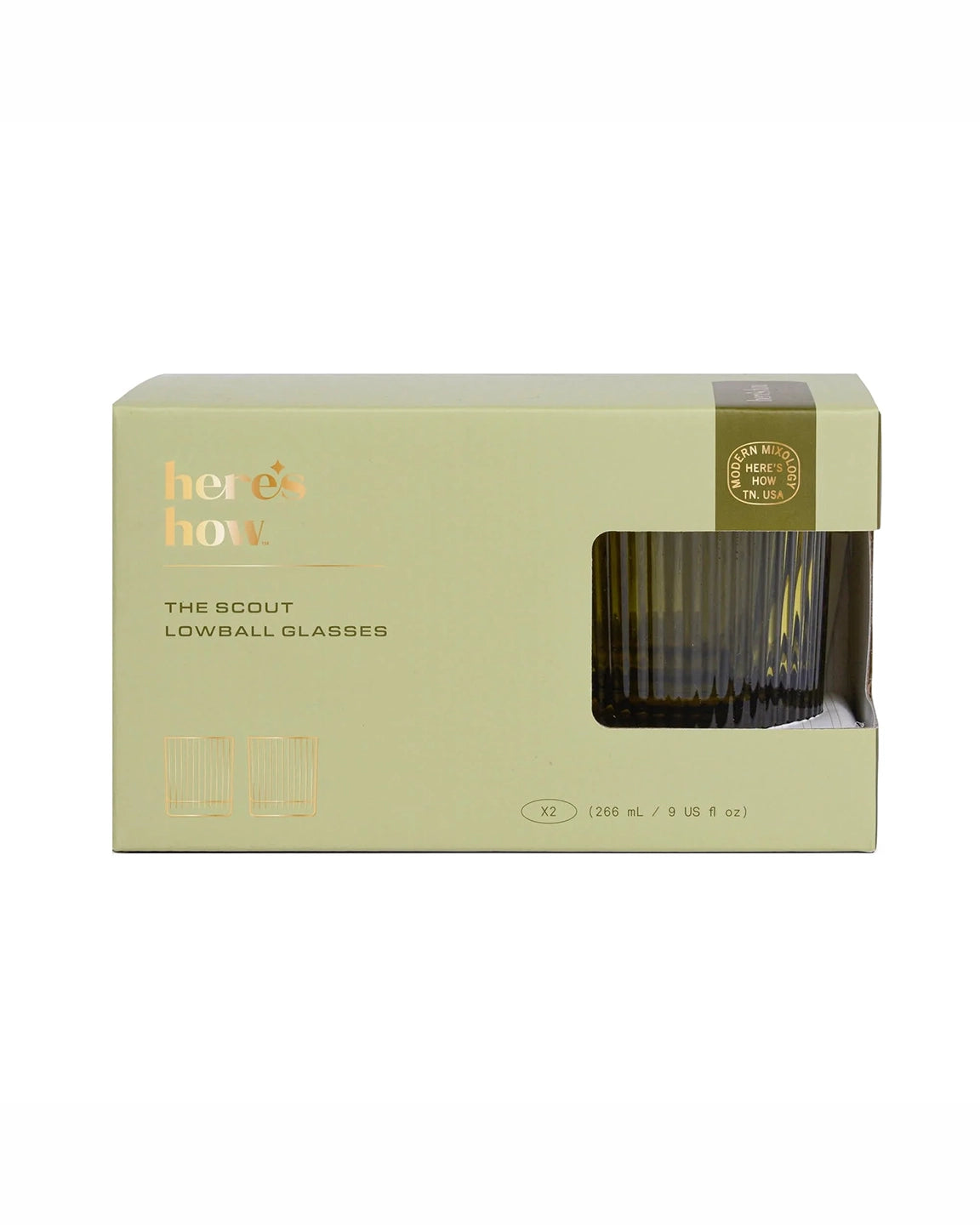 Here's How The Scout Lowball Glasses (Set of 2) in Olive