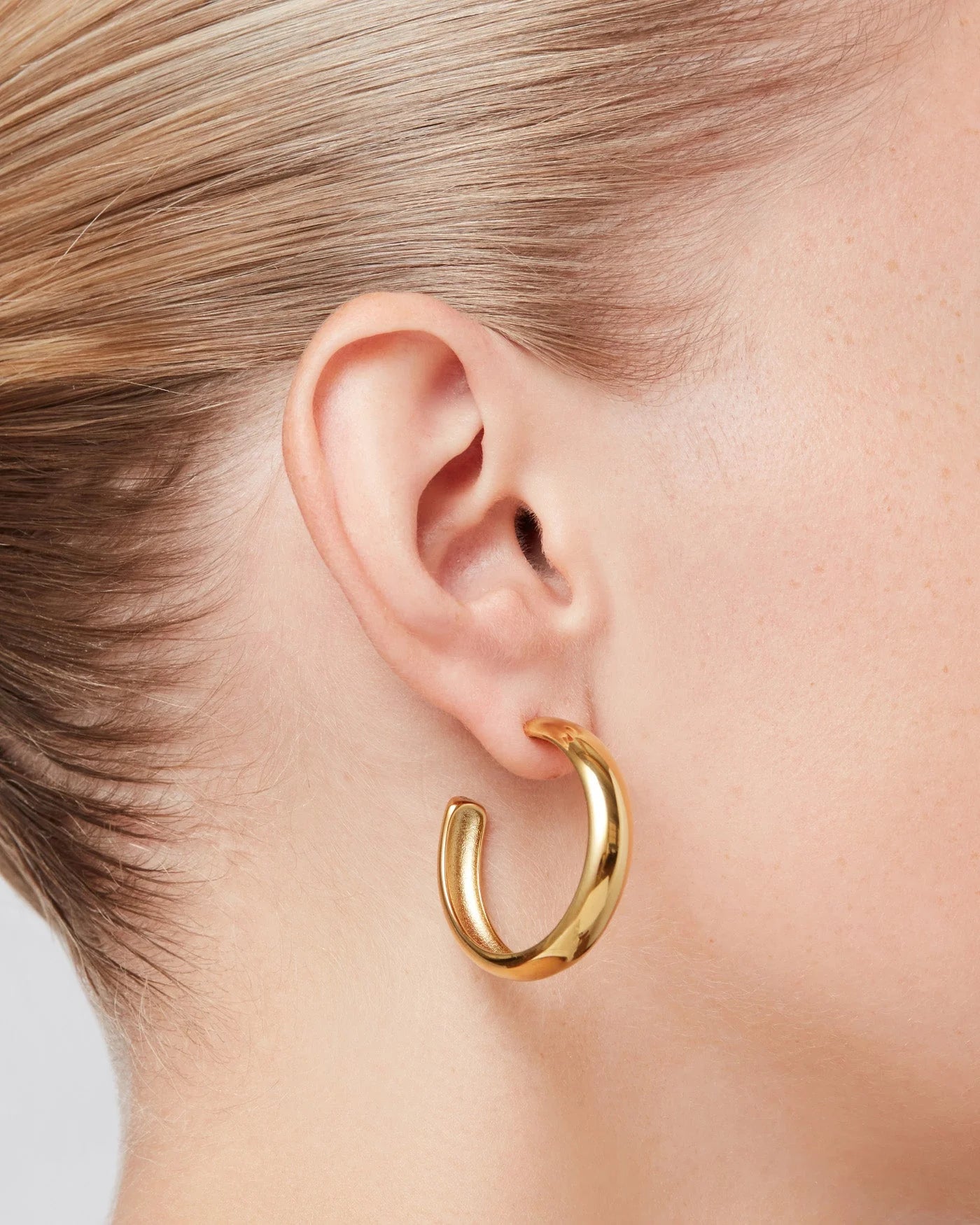Jenny Bird Large Staple Hoops in High Polished Gold
