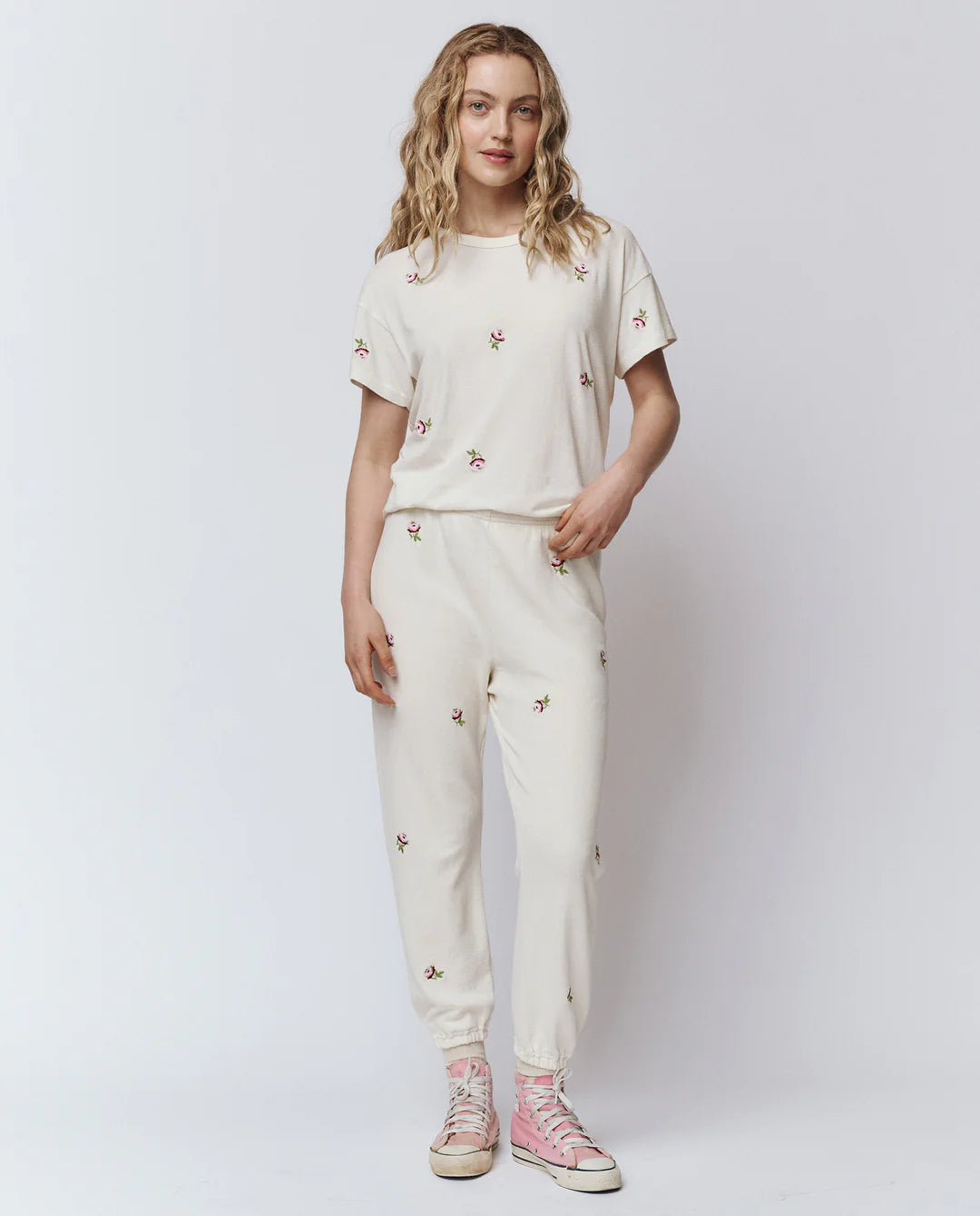The Great. The Boxy Crew with Embroidered Roses