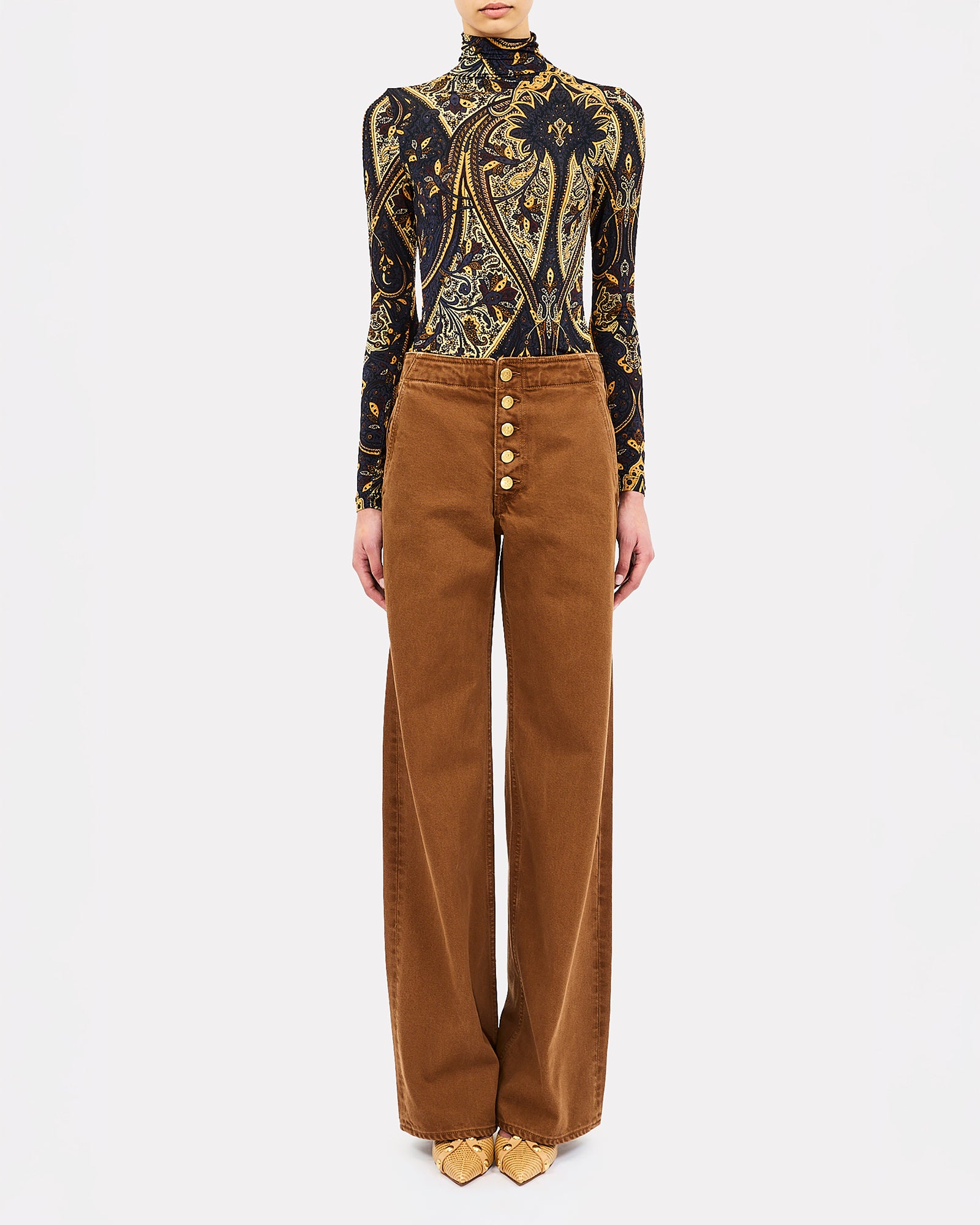 Ulla Johnson Aurelia Long Sleeve Jersey Top in Twilight Paisley or Noir Floral