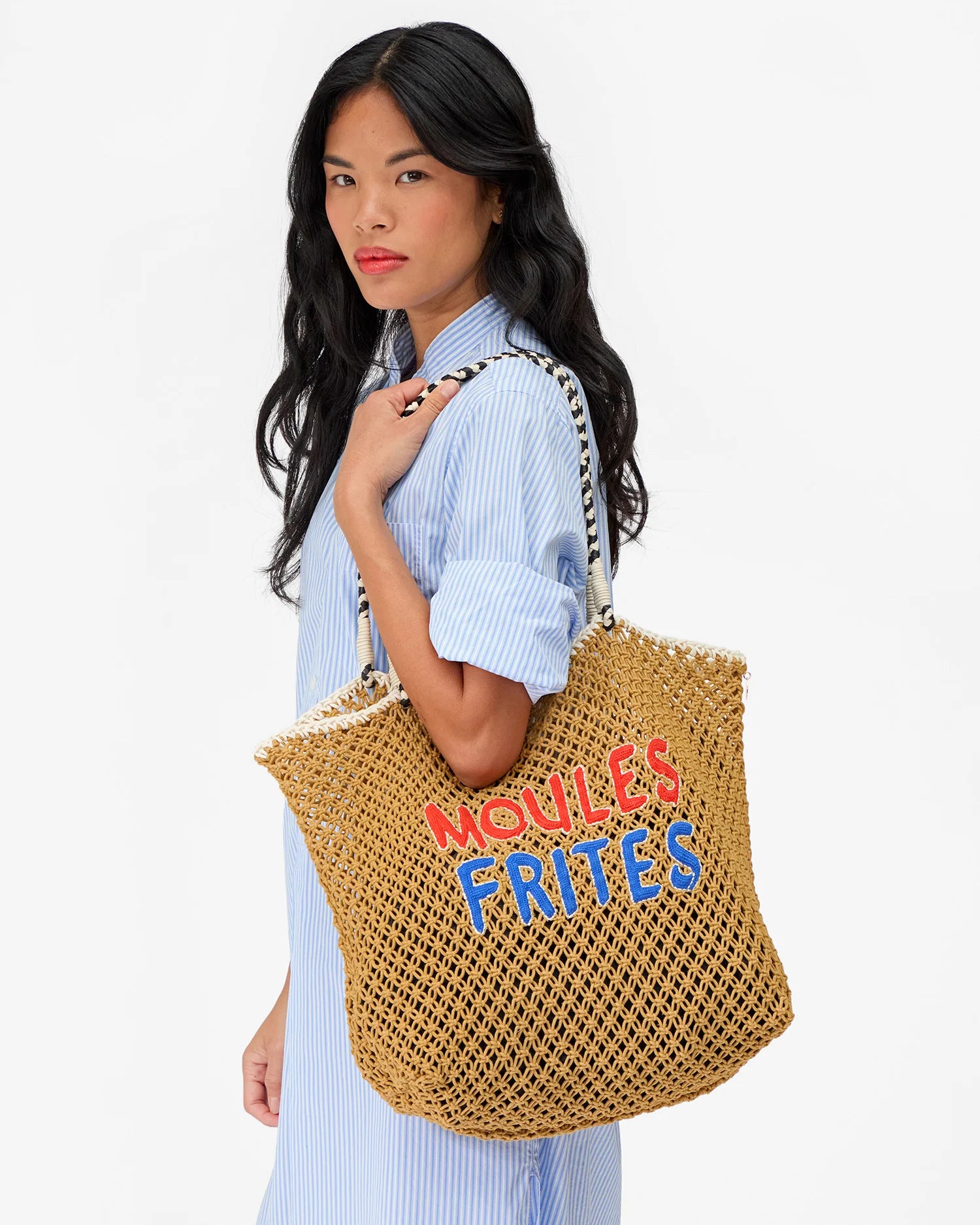 Clare V. Lete Tote Moules Frites Tan