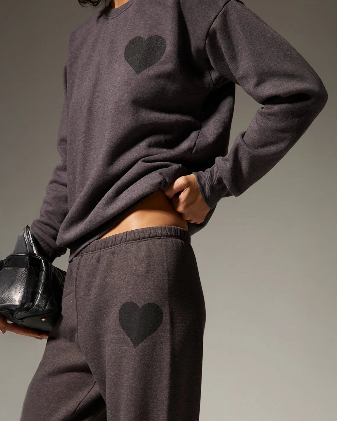 SPRWMN Heart Sweatshirt In Charcoal w/ Black Heart