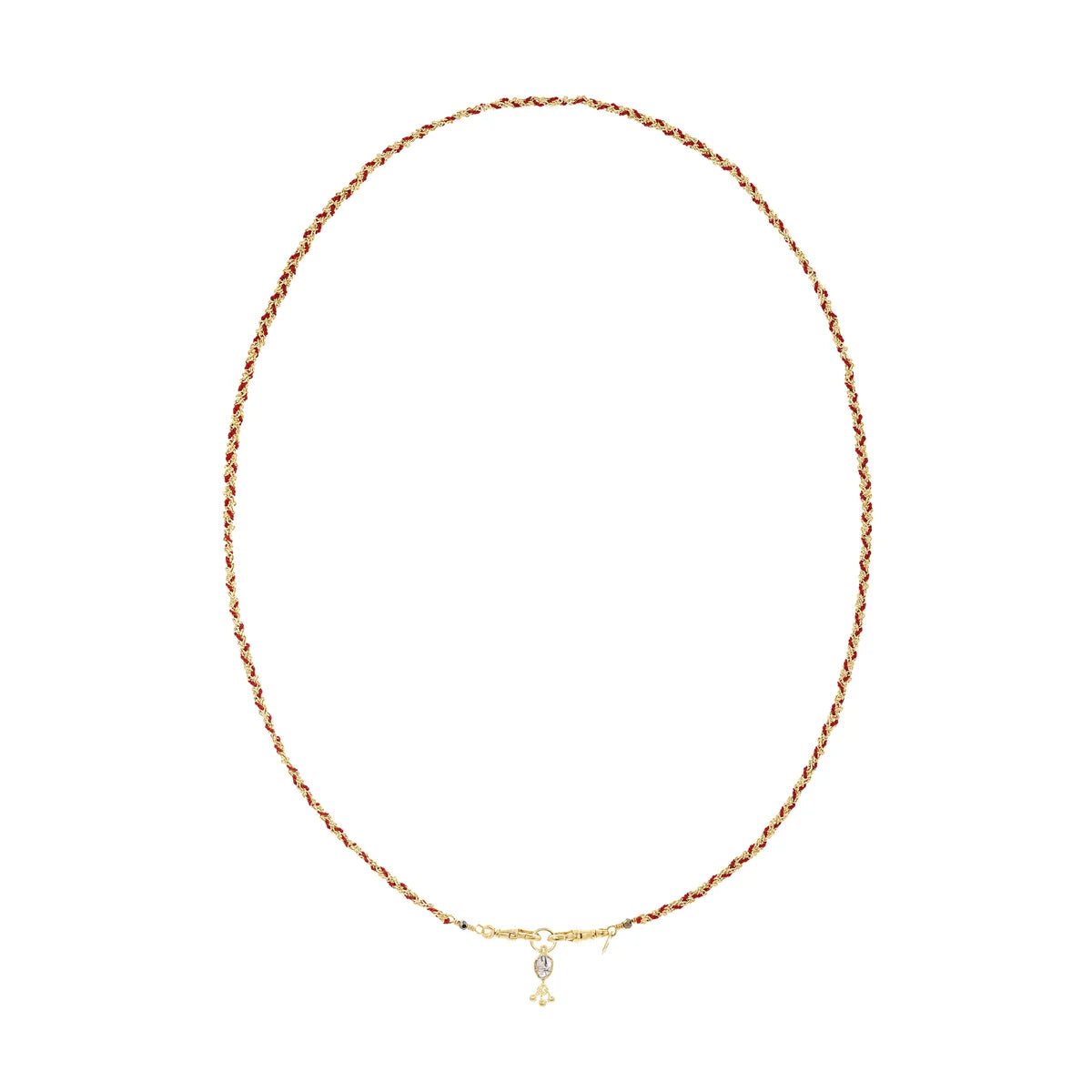 Marie Laure Chamorel Sterling Silver Silk Yarn Crystal Necklace In Gold/Red