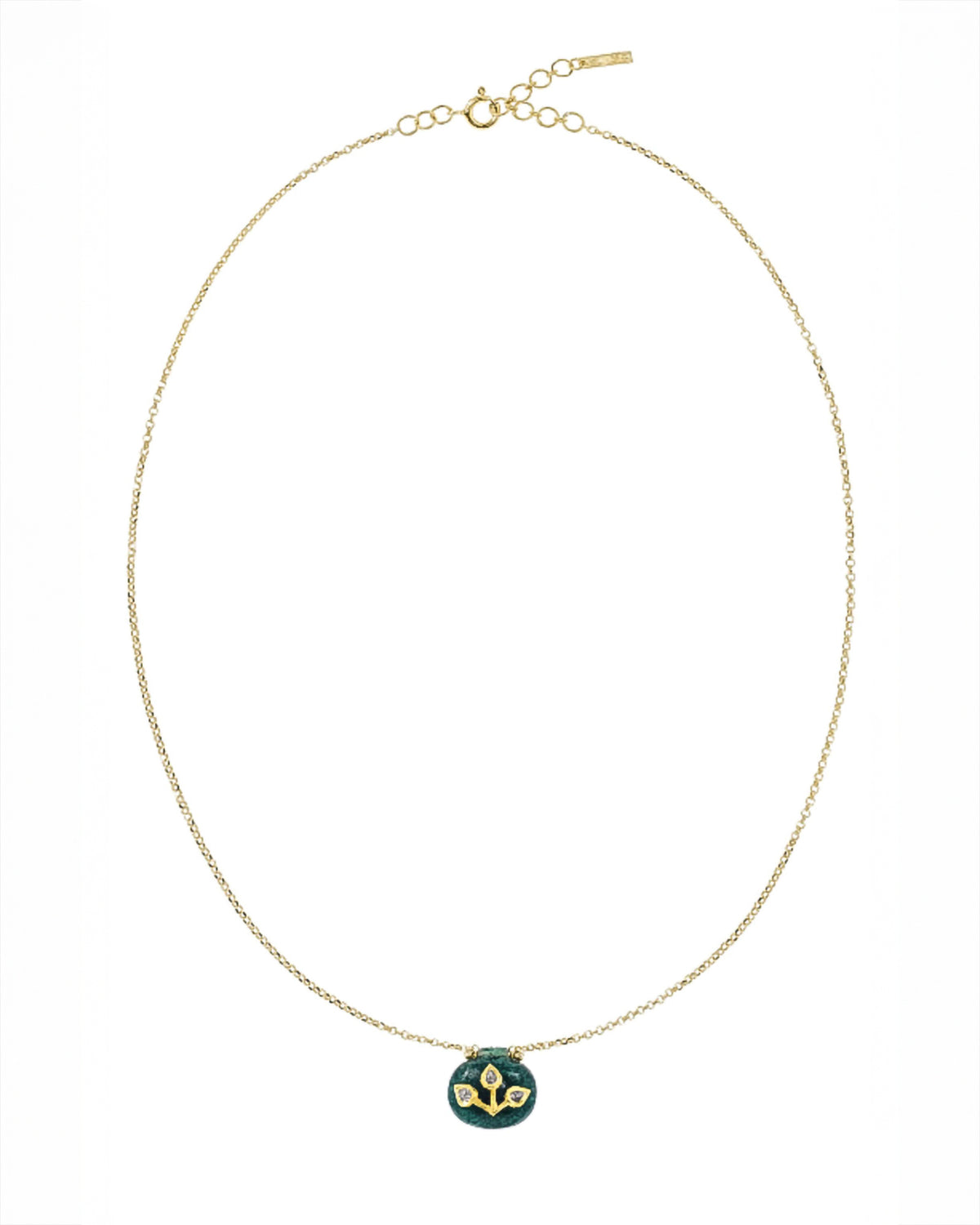 Marie Laure Chamorel Free Size Sterling Silver Silk Gemstone Necklace Gold/Green