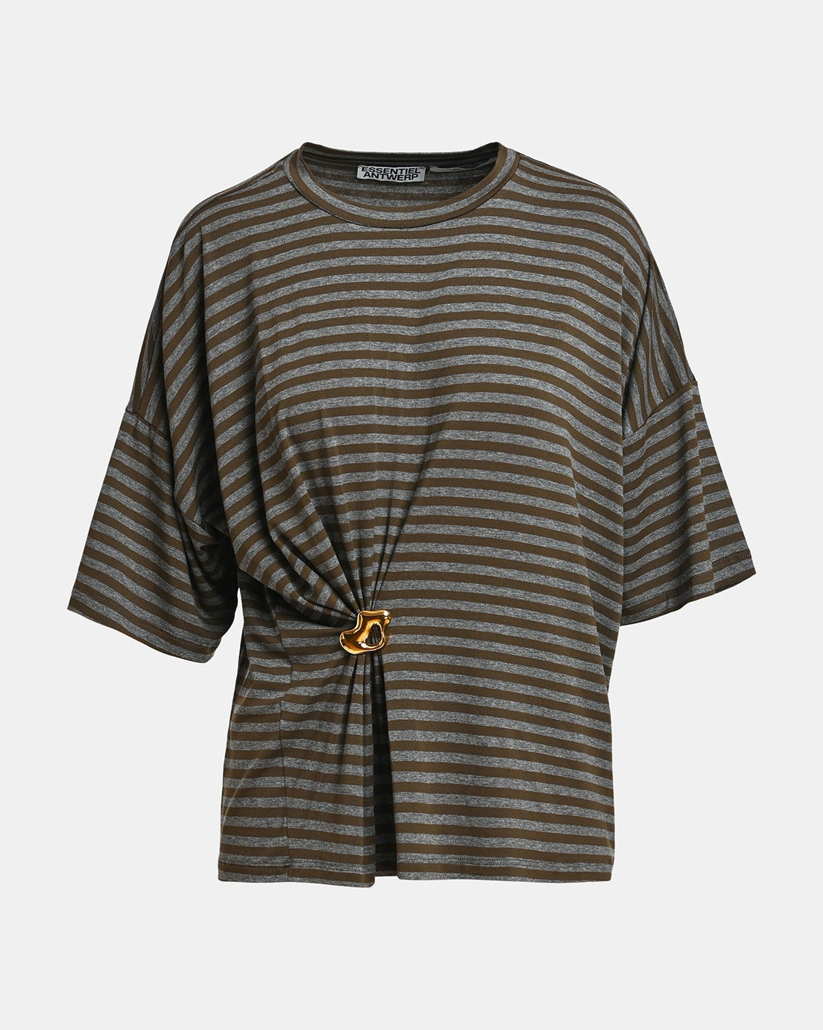 KRISS STRIPED T-SHIRT W BROOCH