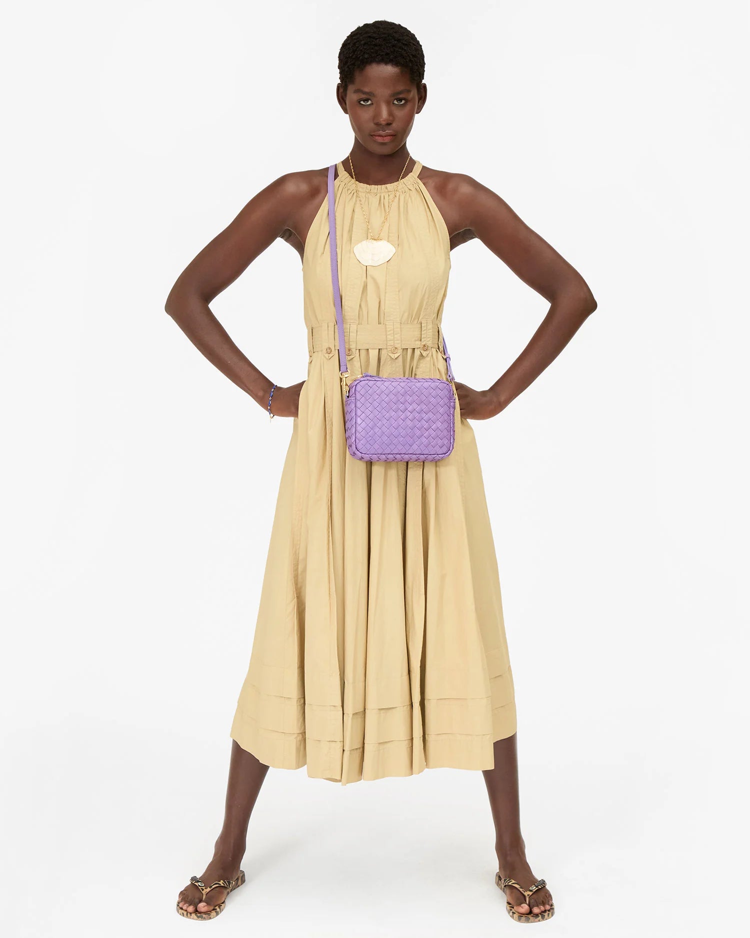 Clare V. Medium Woven Midi Sac in Diagonal Jacaranda