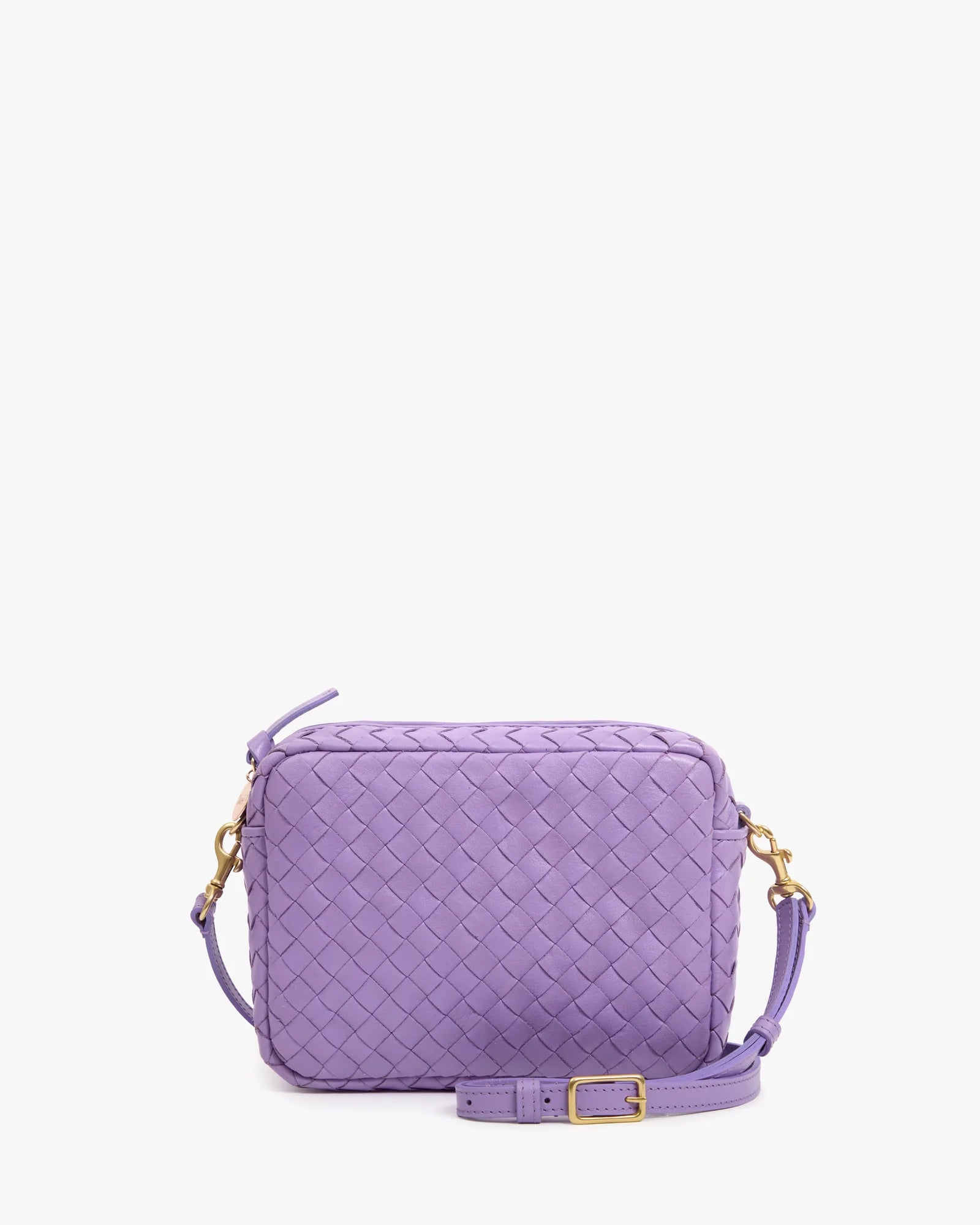 Clare V. Medium Woven Midi Sac in Diagonal Jacaranda