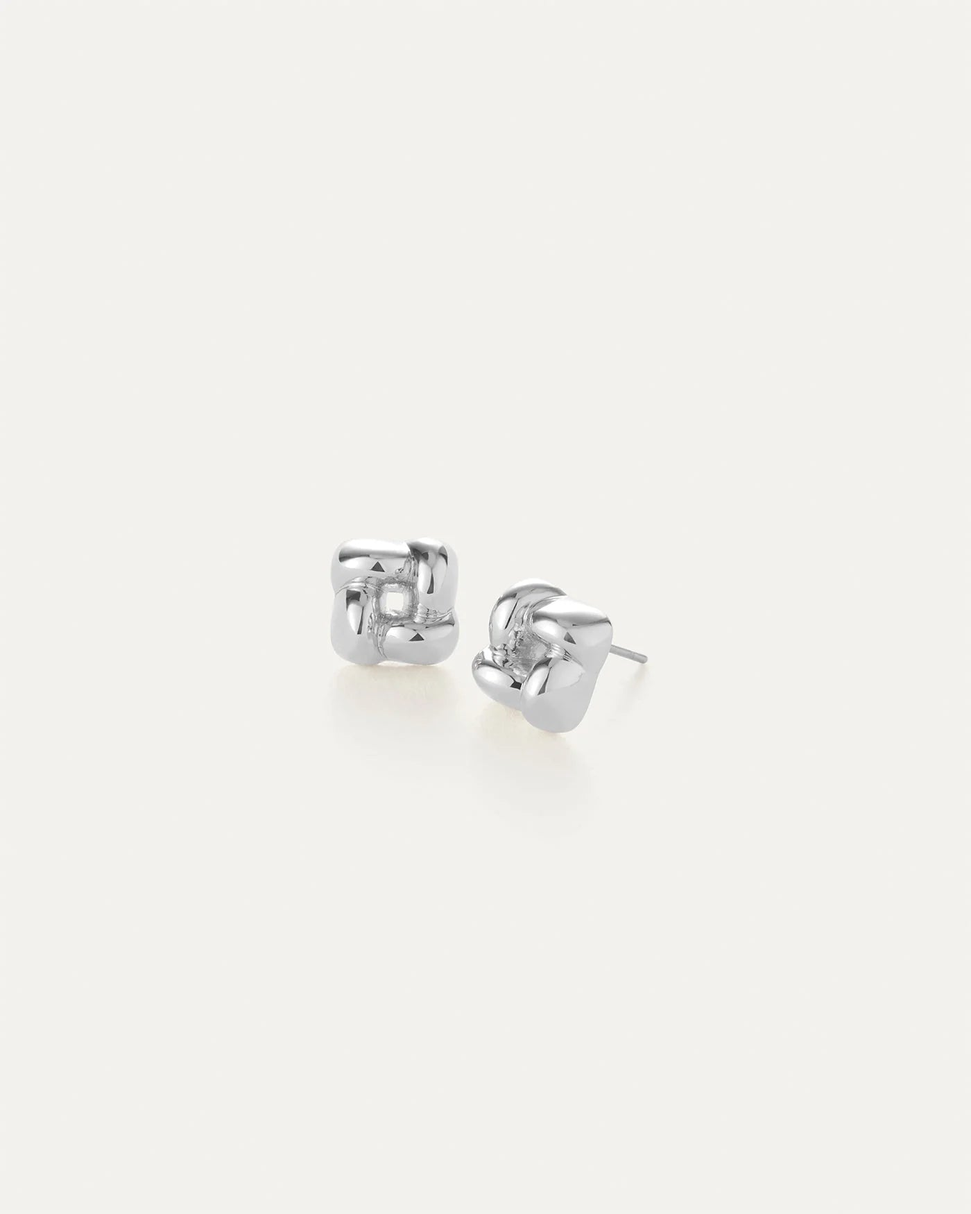 Jenny Bird Mini Woven Square Earrings High Polish Silver