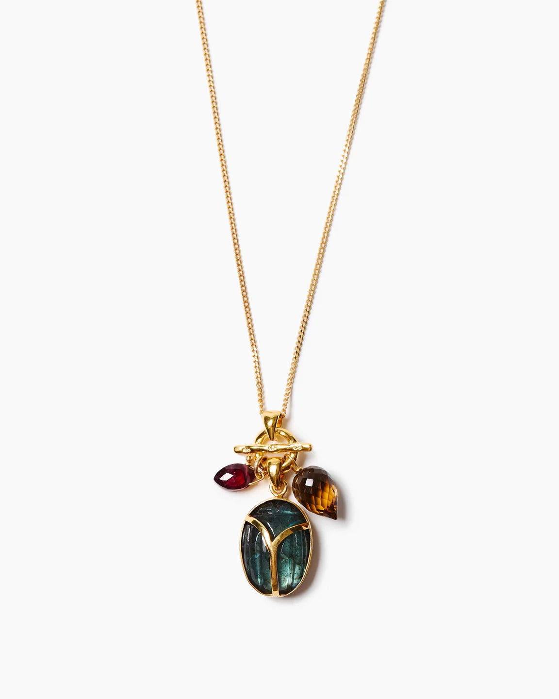 Chan Luu Scarab Necklace In Labradorite With Semi-Precious Stones