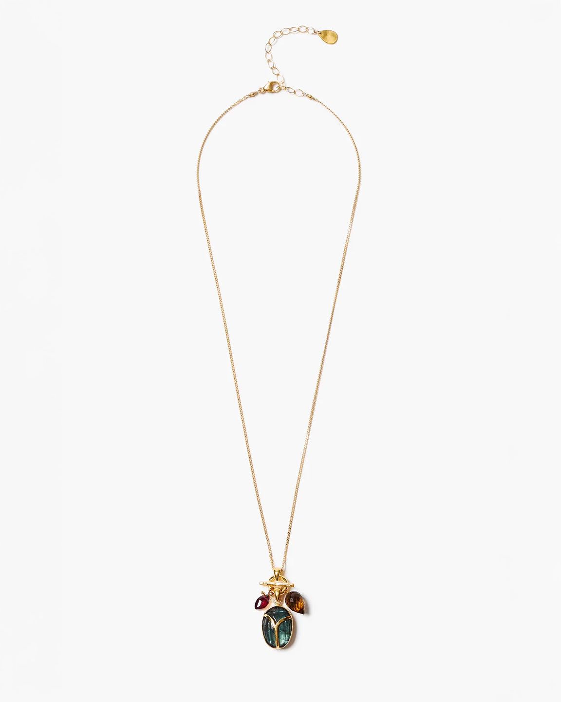 Chan Luu Scarab Necklace In Labradorite With Semi-Precious Stones