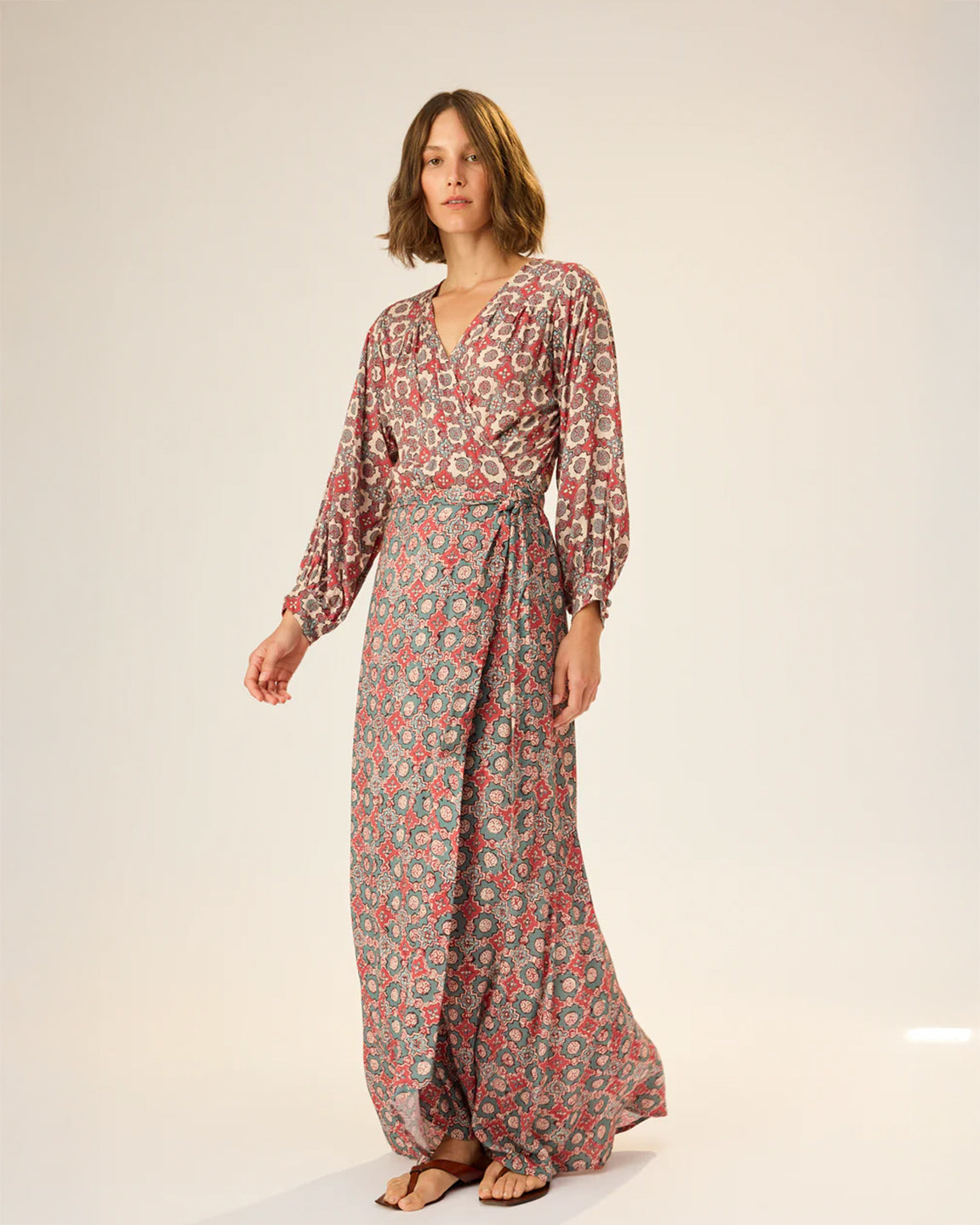 Natalie Martin Kate Long Sleeve Dress in Spanish Tile Combo