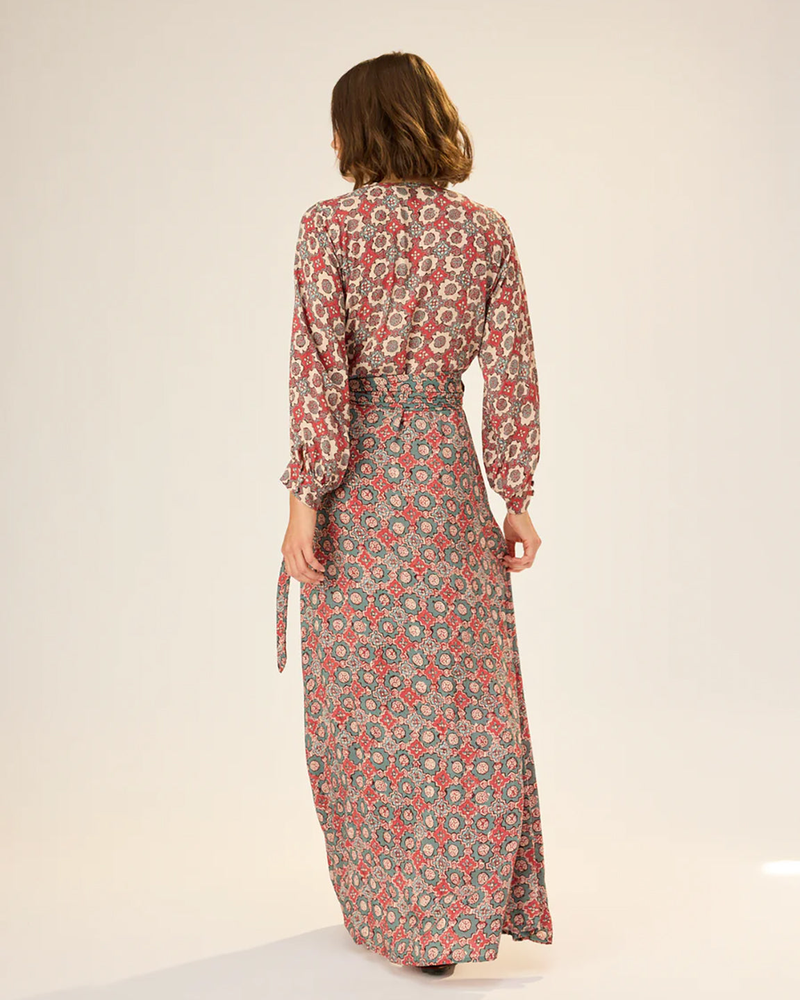 Natalie Martin Kate Long Sleeve Dress in Spanish Tile Combo