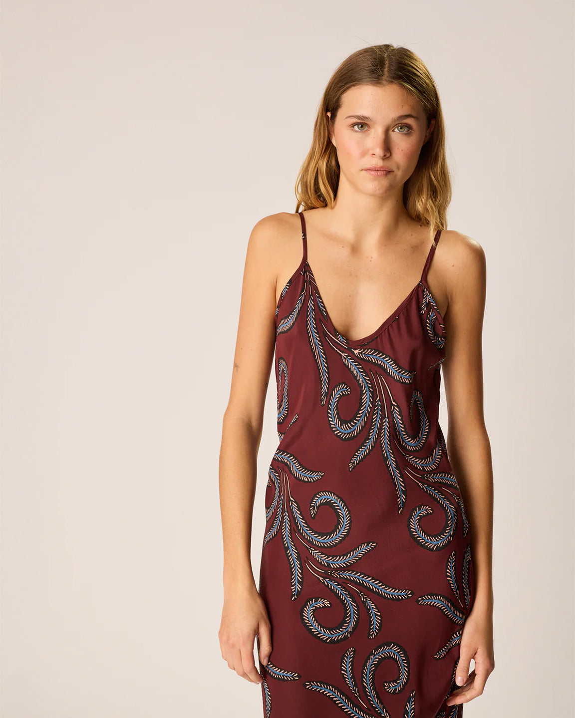 Natalie Martin Leandra Dress In Feather Bordeaux