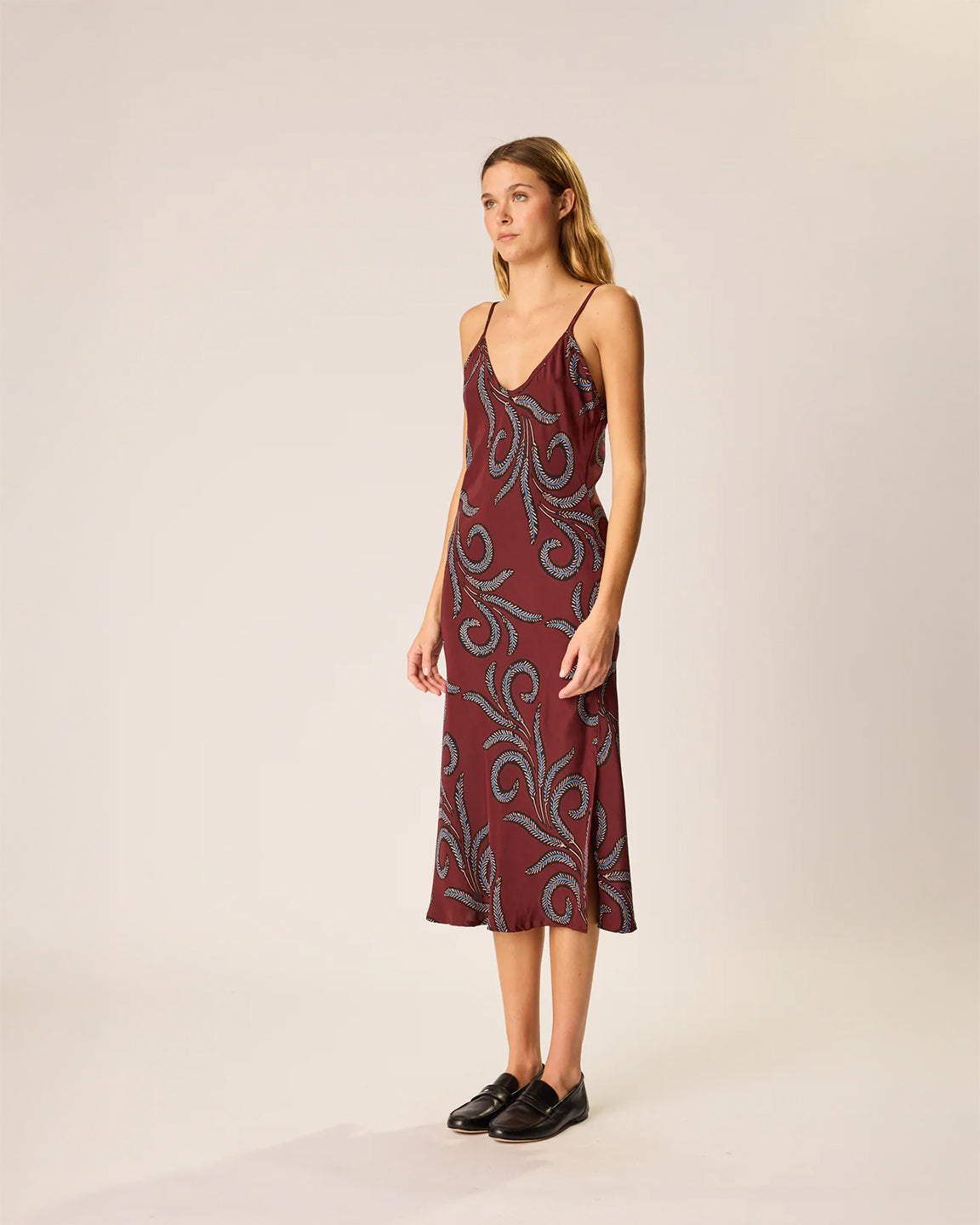 Natalie Martin Leandra Dress In Feather Bordeaux