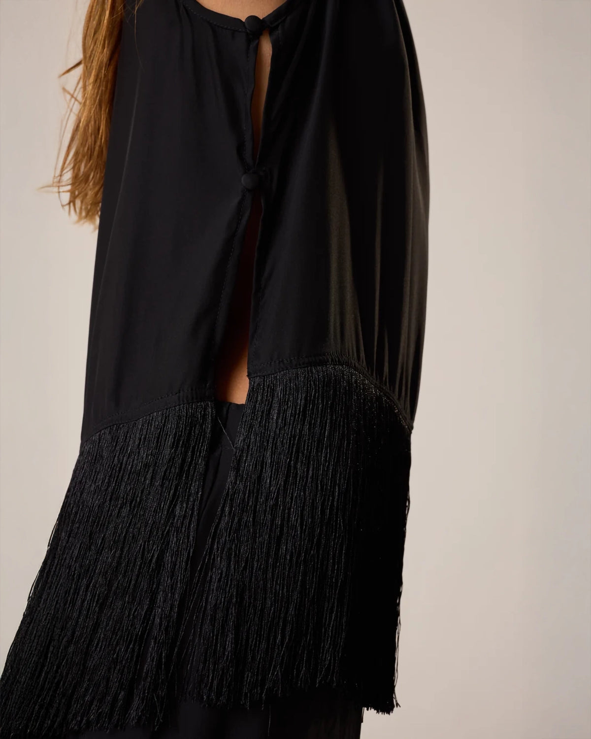 Natalie Martin Jessie Top Black Fringe Silk