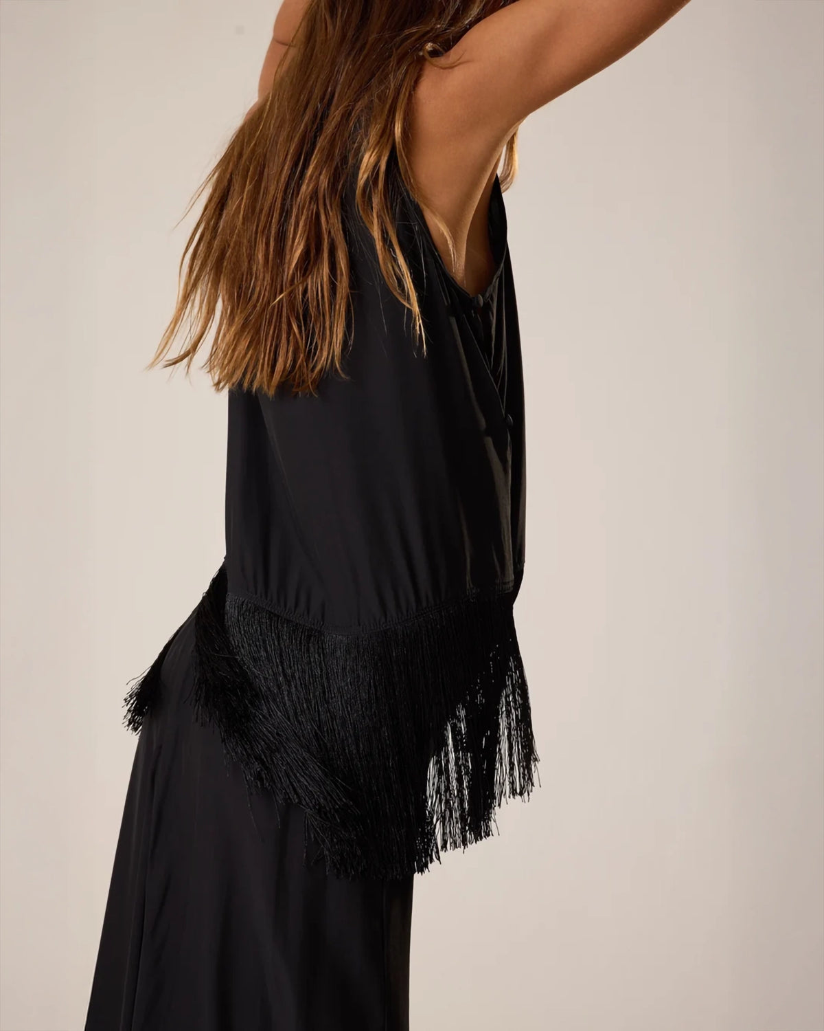 Natalie Martin Jessie Top Black Fringe Silk