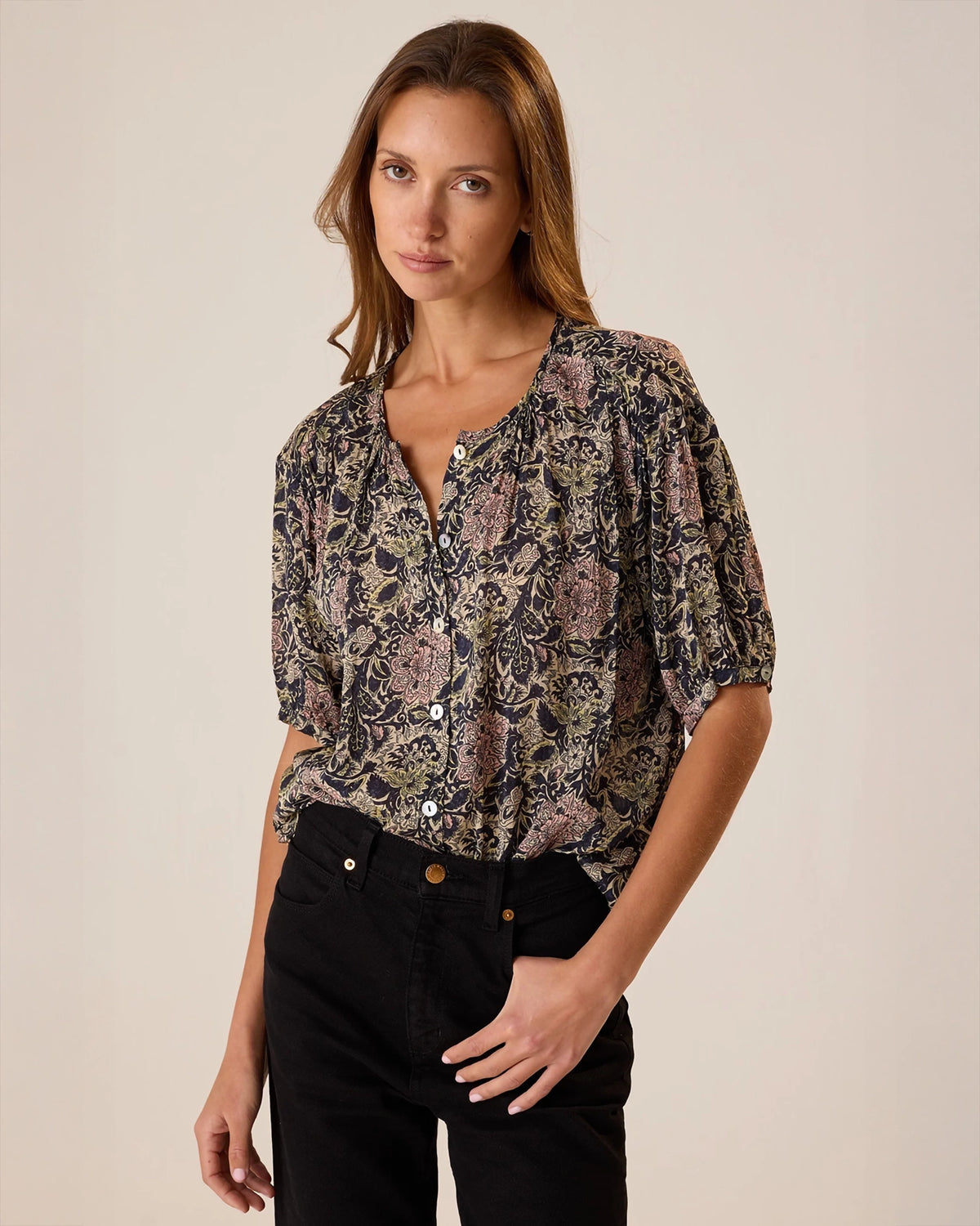 Natalie Martin Violet Top In Botanica Dusk