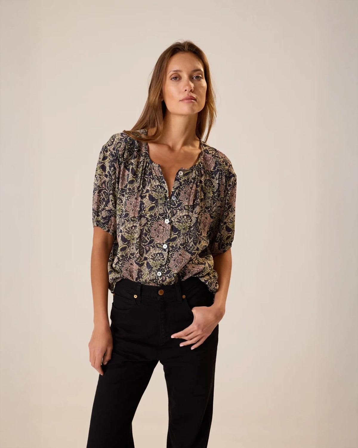 Natalie Martin Violet Top In Botanica Dusk