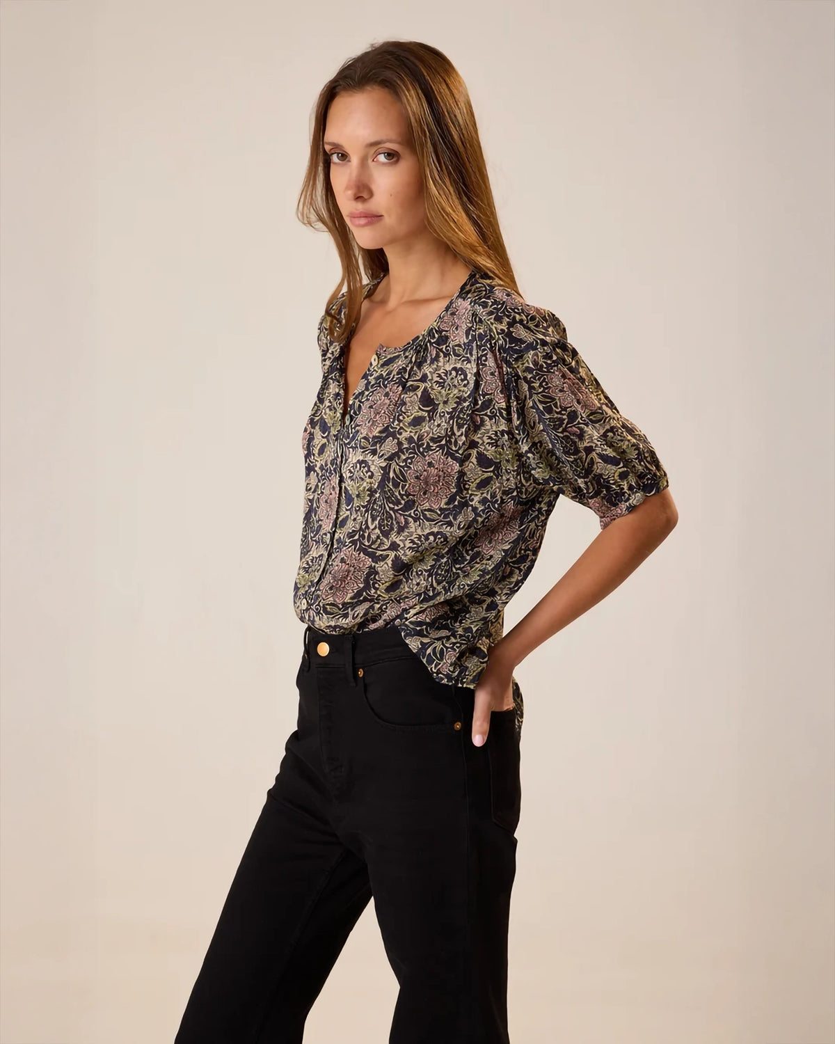Natalie Martin Violet Top In Botanica Dusk