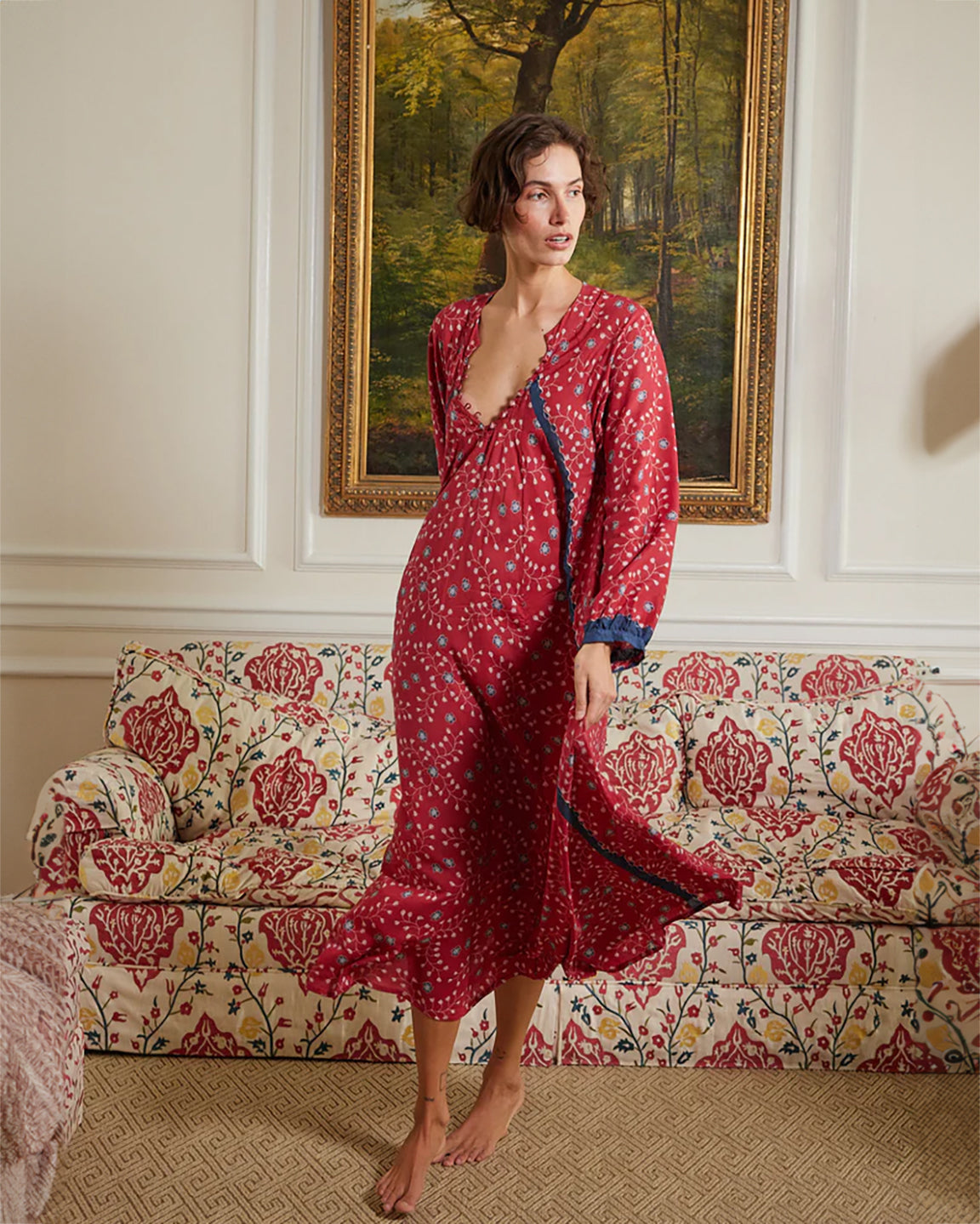 Natalie Martin Fiore Maxi Dress in Pinwheel Barn Red