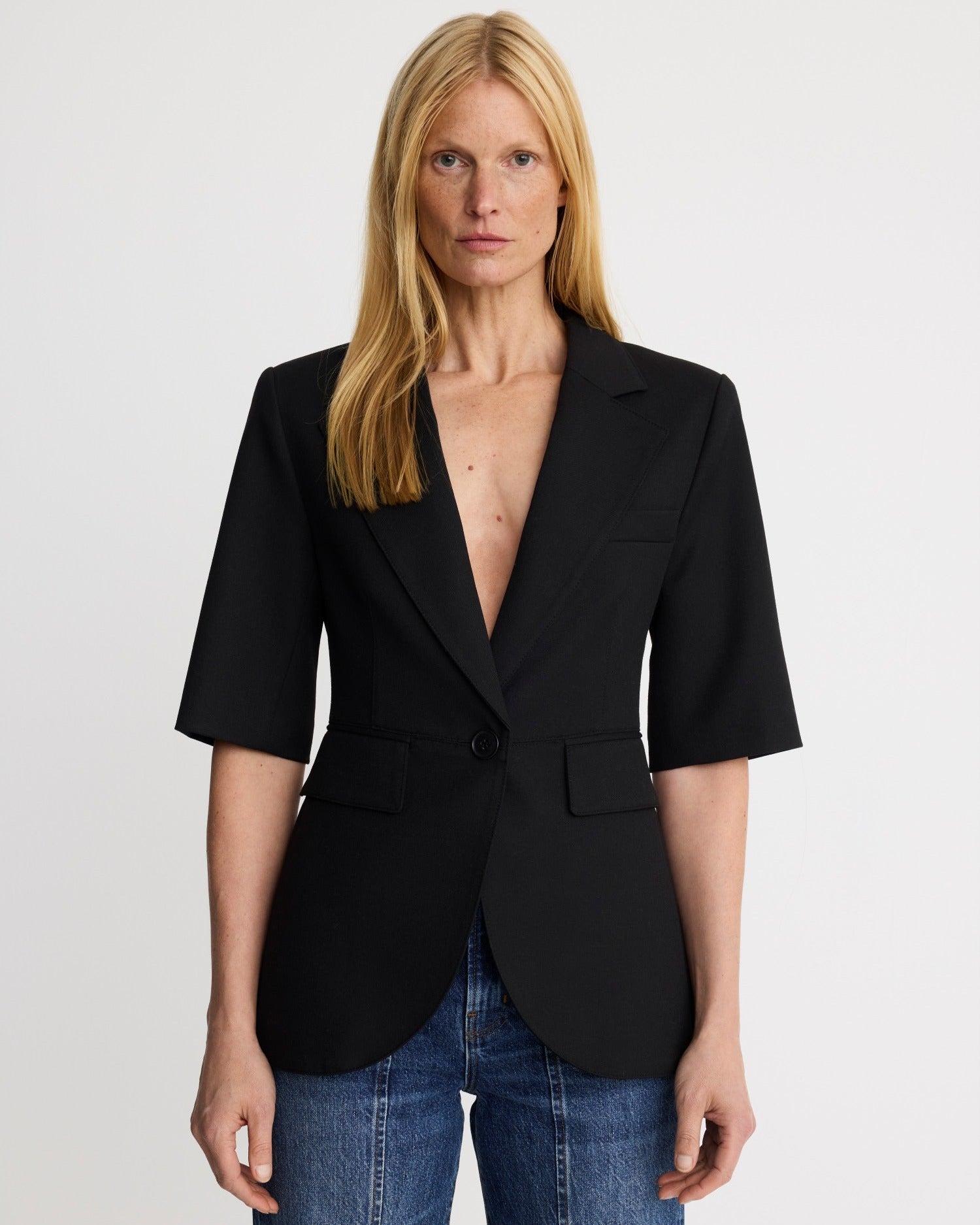 Short Sleeve Seamed Blazer
