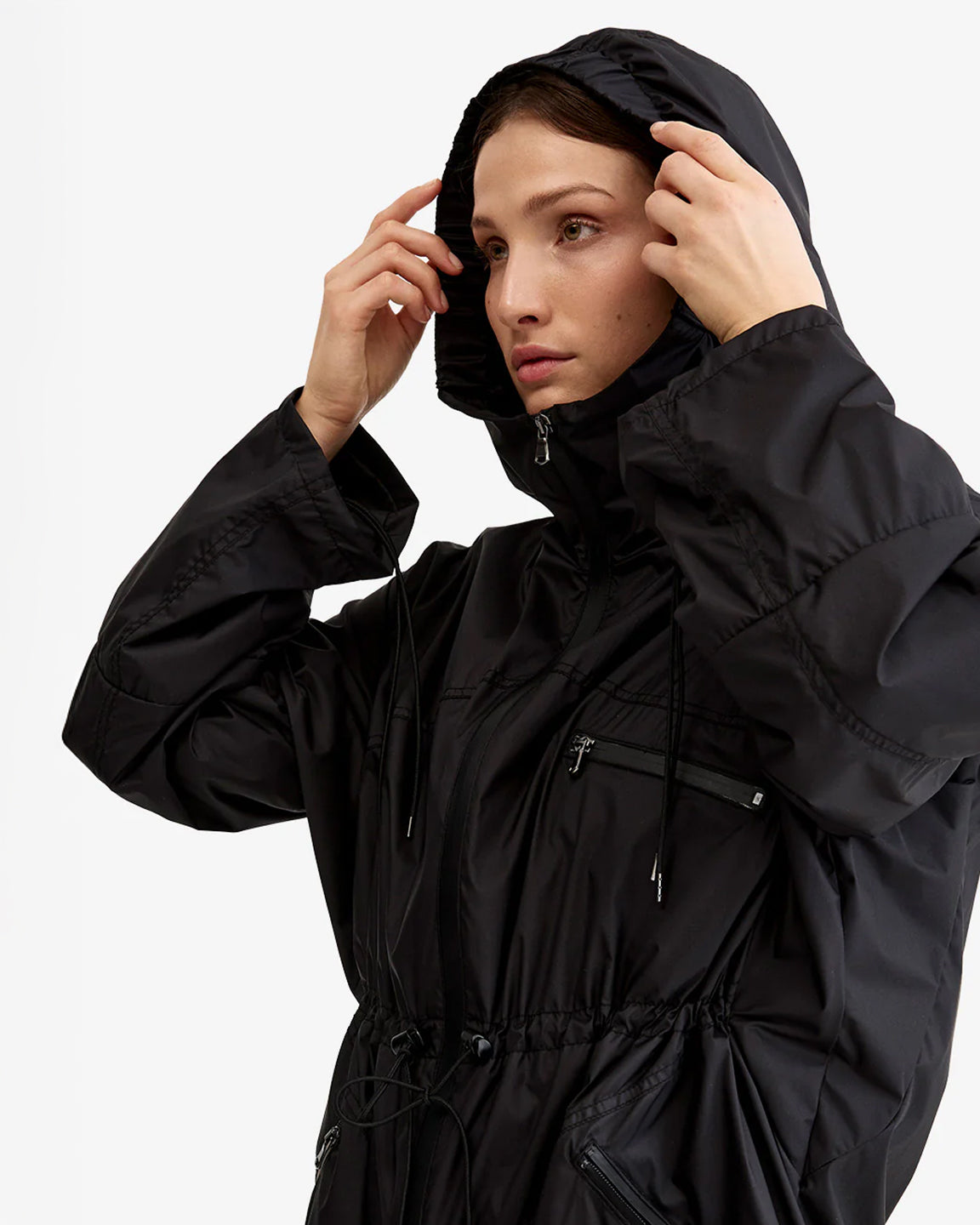 Smythe Drawstring Rain Shell in Black