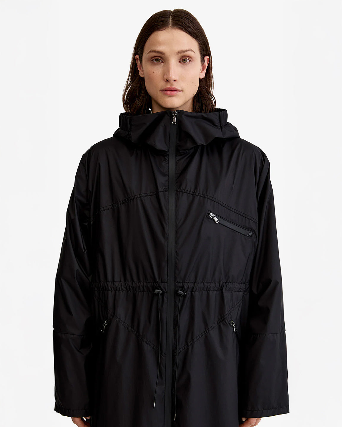 Smythe Drawstring Rain Shell in Black