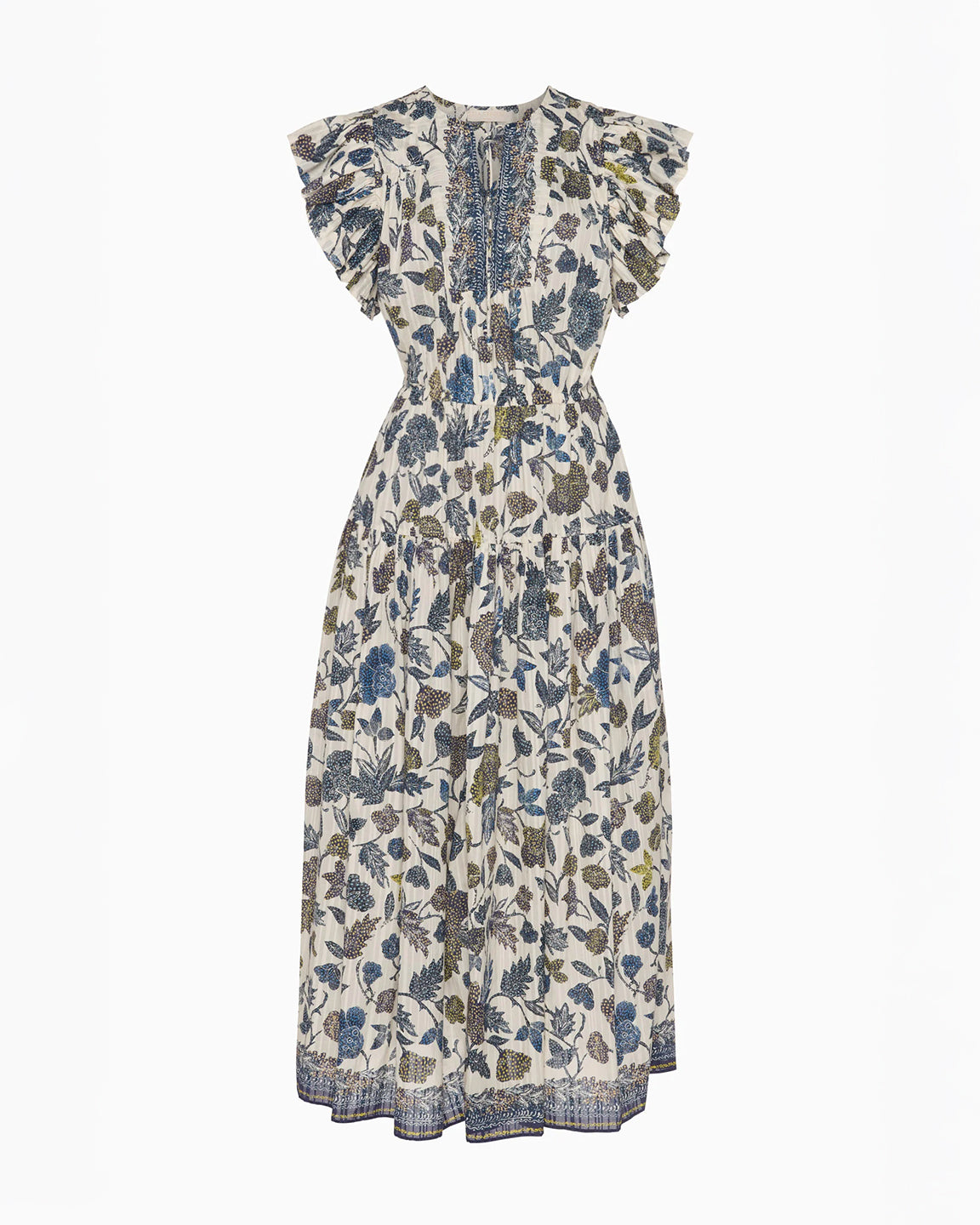 Ulla Johnson Kairi Flutter Sleeve Midi Dress in Porcelain