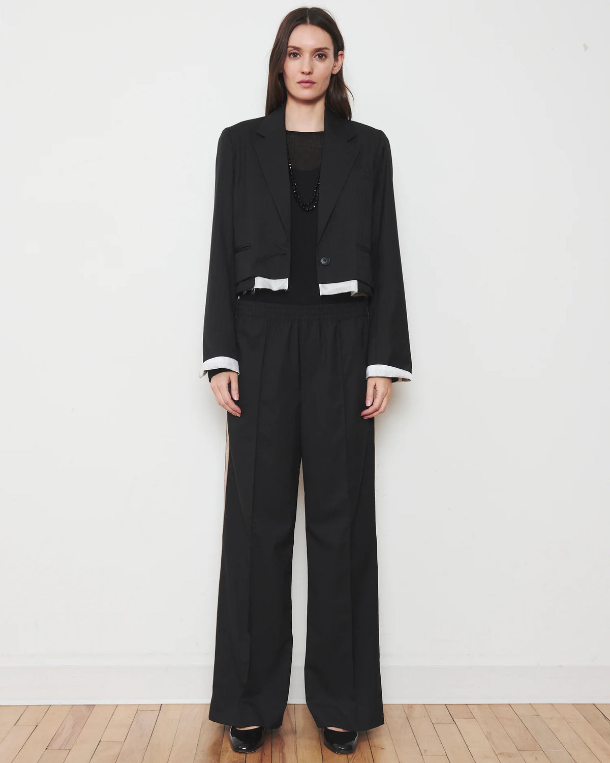 WE-AR4 Chaplin Trouser in Black Pinstripe