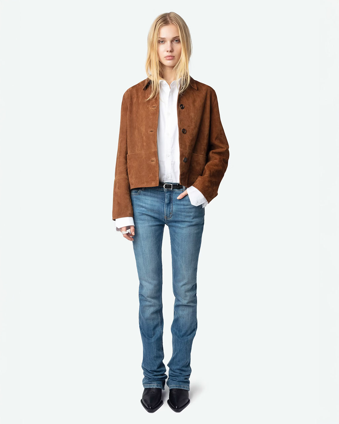 Zadig & Voltaire Lessa Suede Jacket in Cognac
