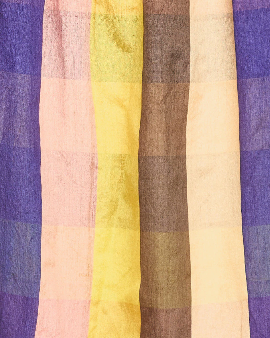Citron Plaid swatch with purple, pink, yellow, brown and cream.