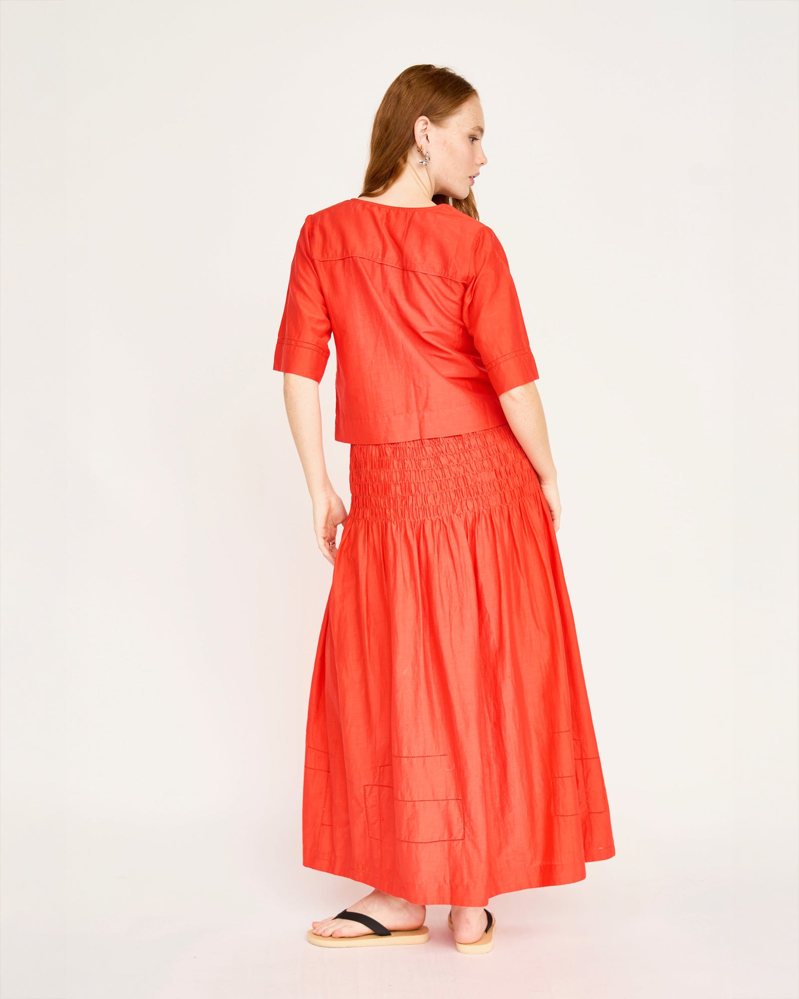 Mirth Savannah Smocked Skirt in Chili