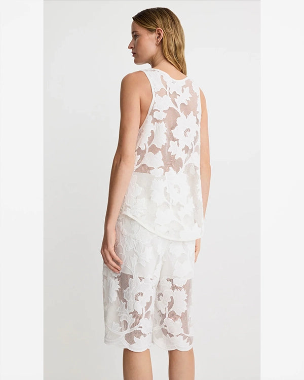 Smythe Pull On Bermuda Short in White Applique