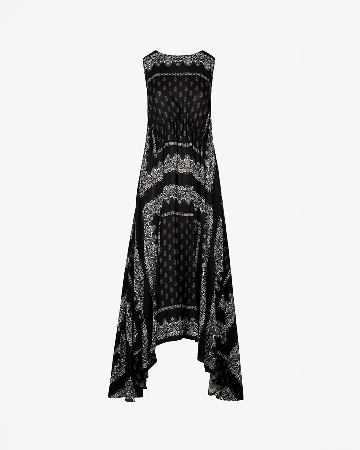 Smythe Drawstring Maxi Dress in Black Bandana