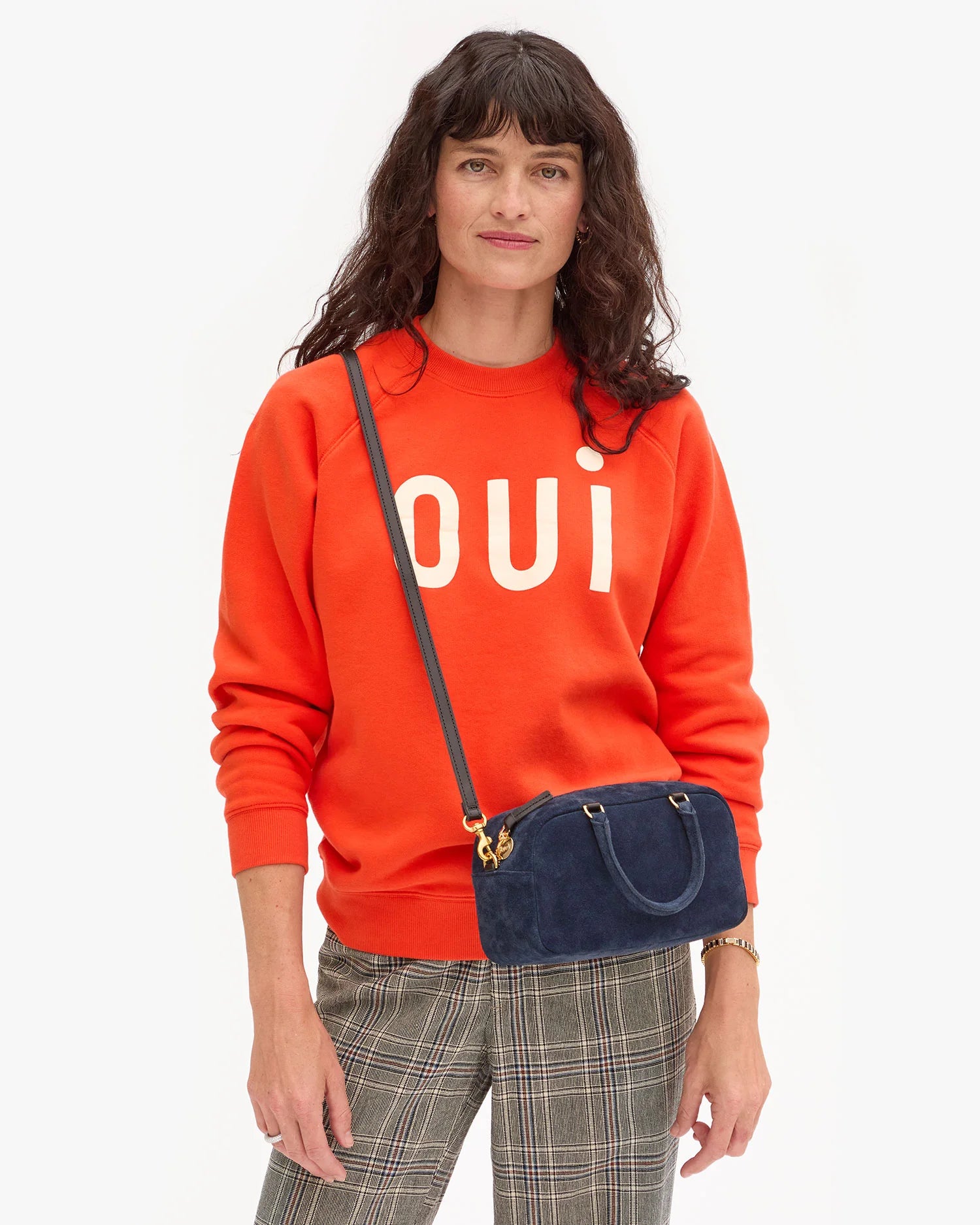 Clare V. Oui Sweatshirt in Blood Orange and Cream