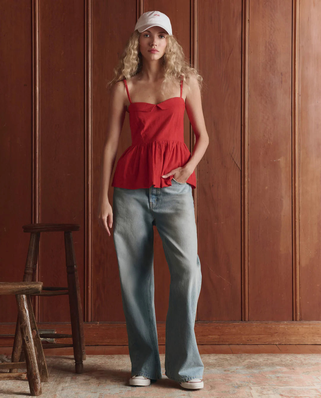 The Great. The Verse Top in Hot Red or Black